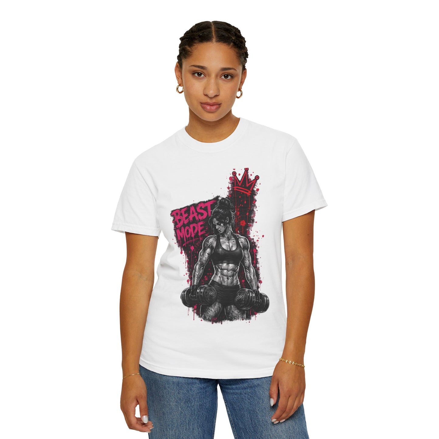 Beast Mode Crown T‑Shirt — Women's Fitness Graphic Tee