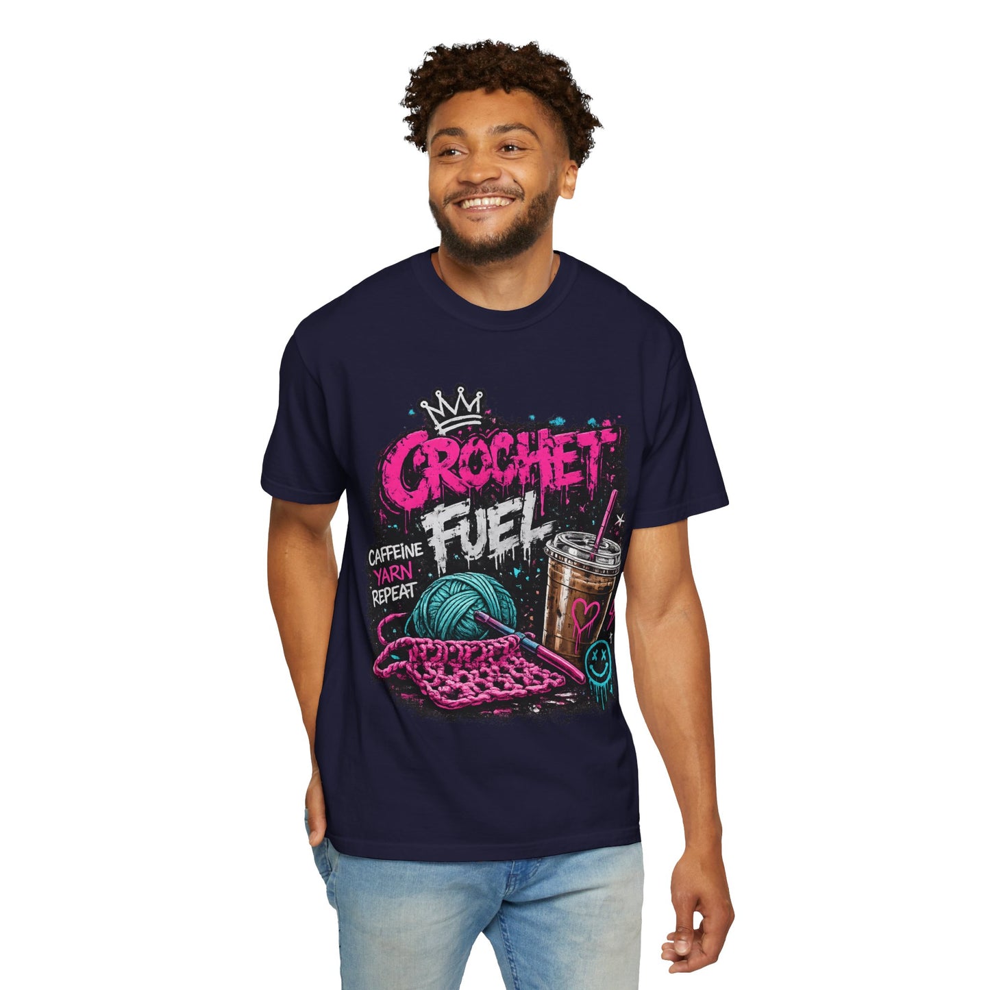 Crochet Fuel T-Shirt — Funny Yarn & Coffee Crochet Tee for Crafters