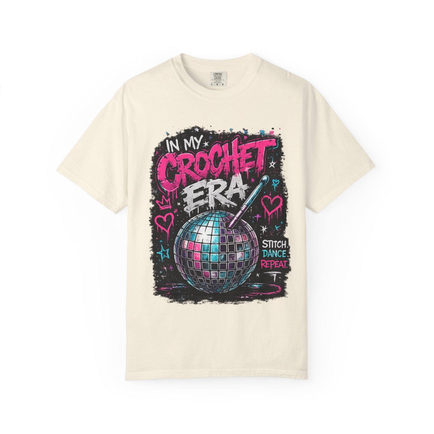 In My Crochet Era T-Shirt — Retro Disco Crochet Graphic Tee