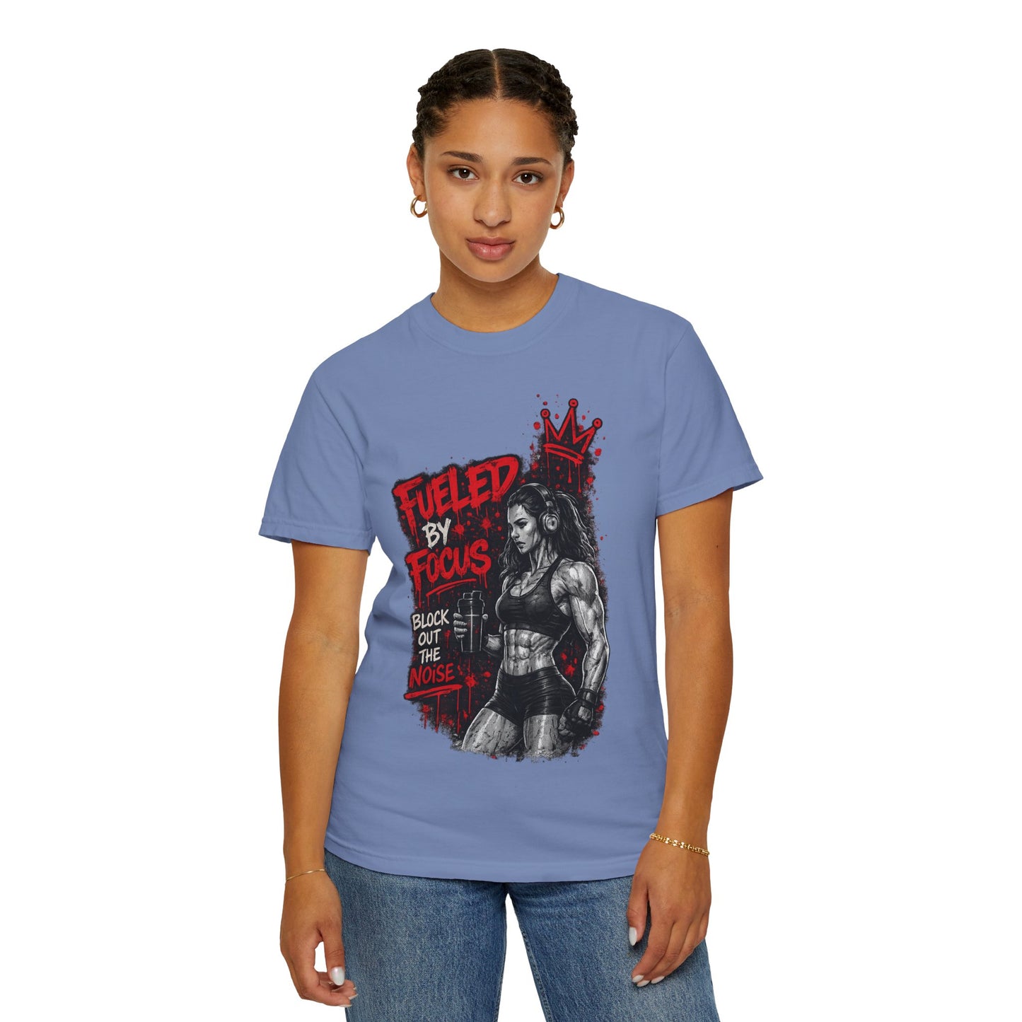 Fueled by Focus T-Shirt — Women’s Fitness Graphic Tee ("Block Out the Noise")
