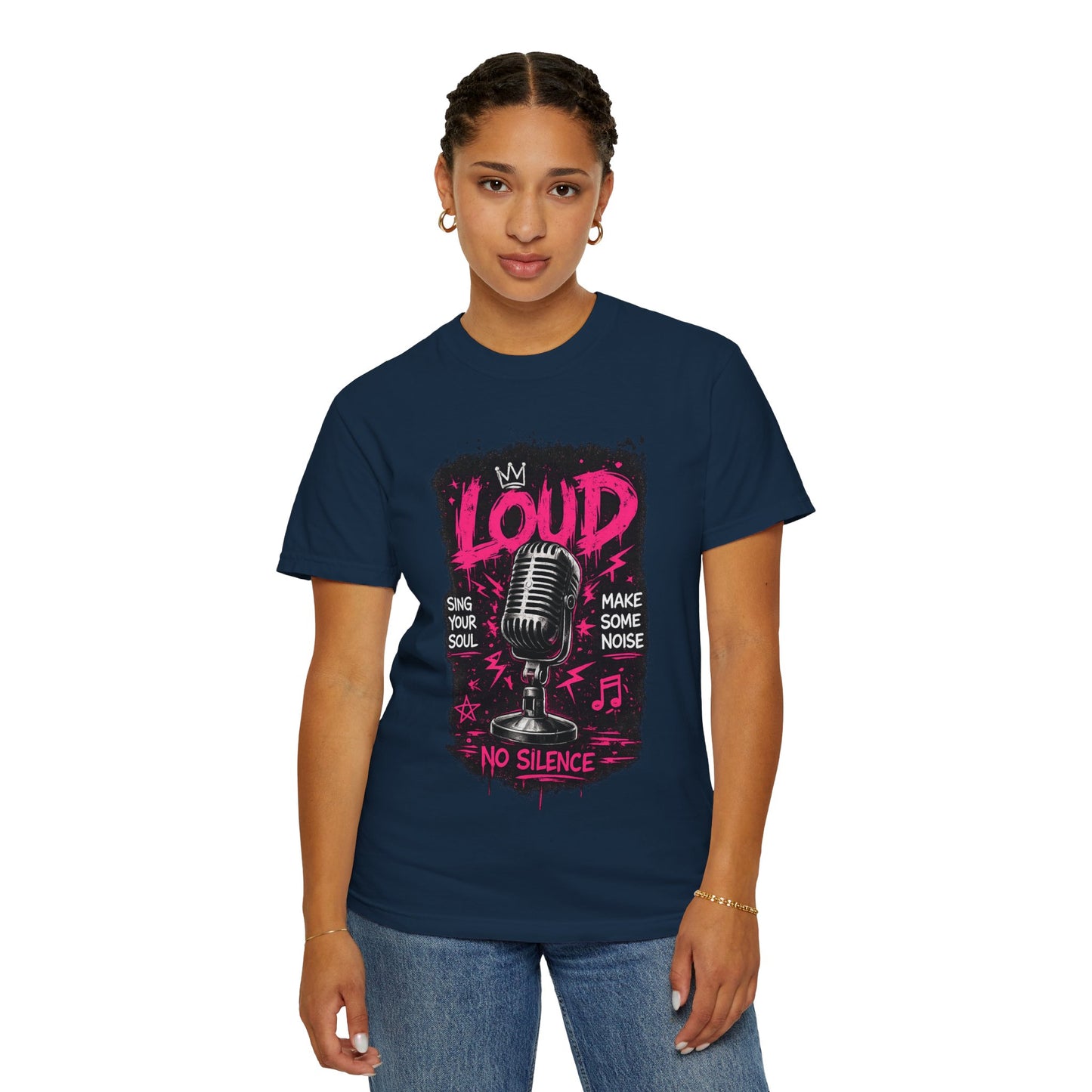Loud Microphone Graphic T-Shirt | Vintage Mic, Pink Music Art