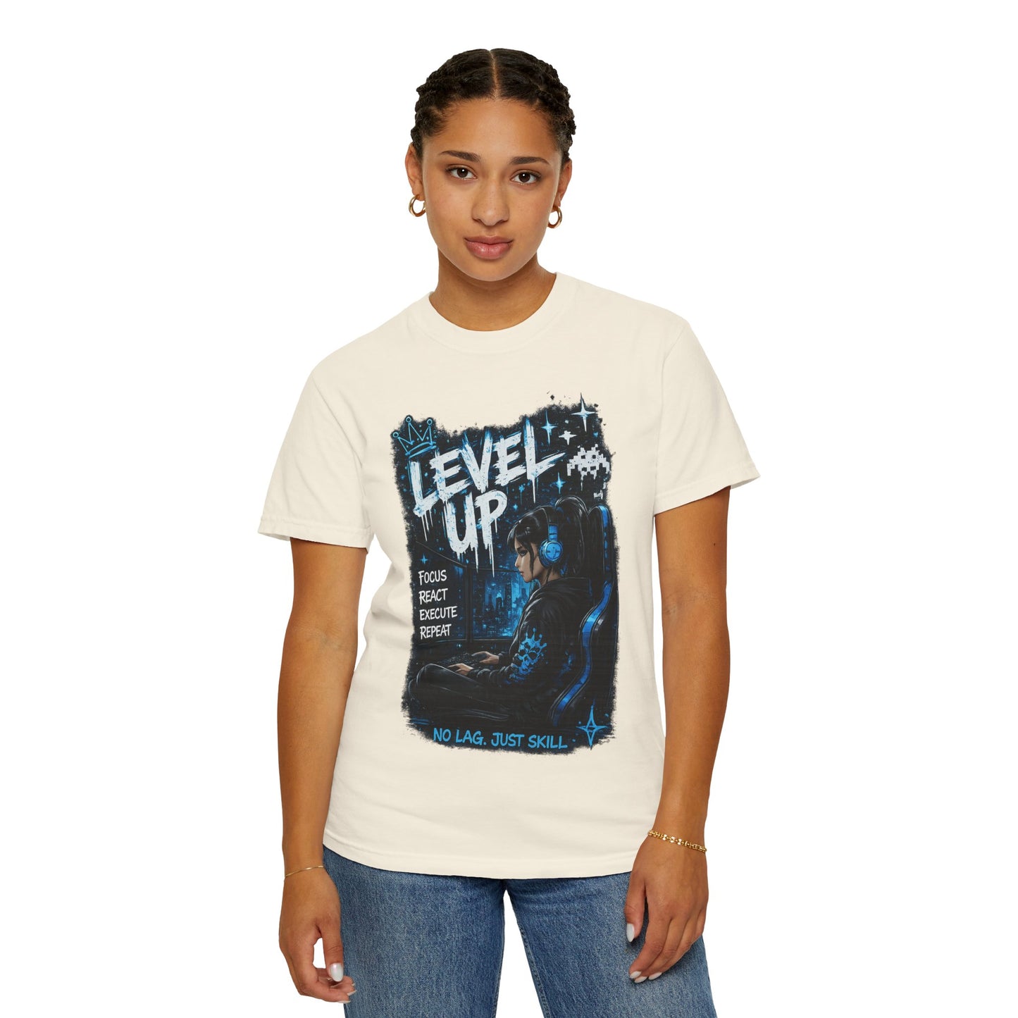 Level Up Gamer T-Shirt — "Level Up: Focus React Execute Repeat" Graphic Tee