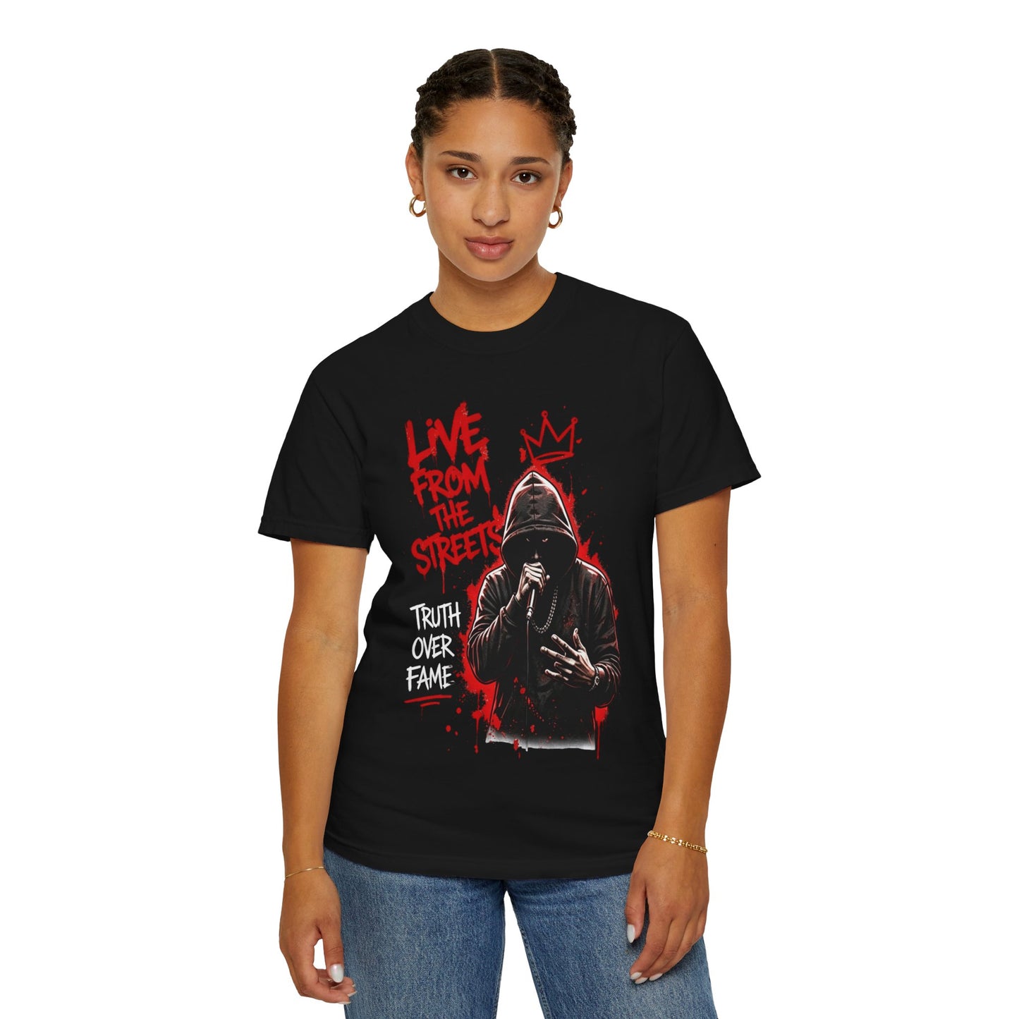 Live From The Streets Graphic T-Shirt — Hoodie Shadow Rapper Design