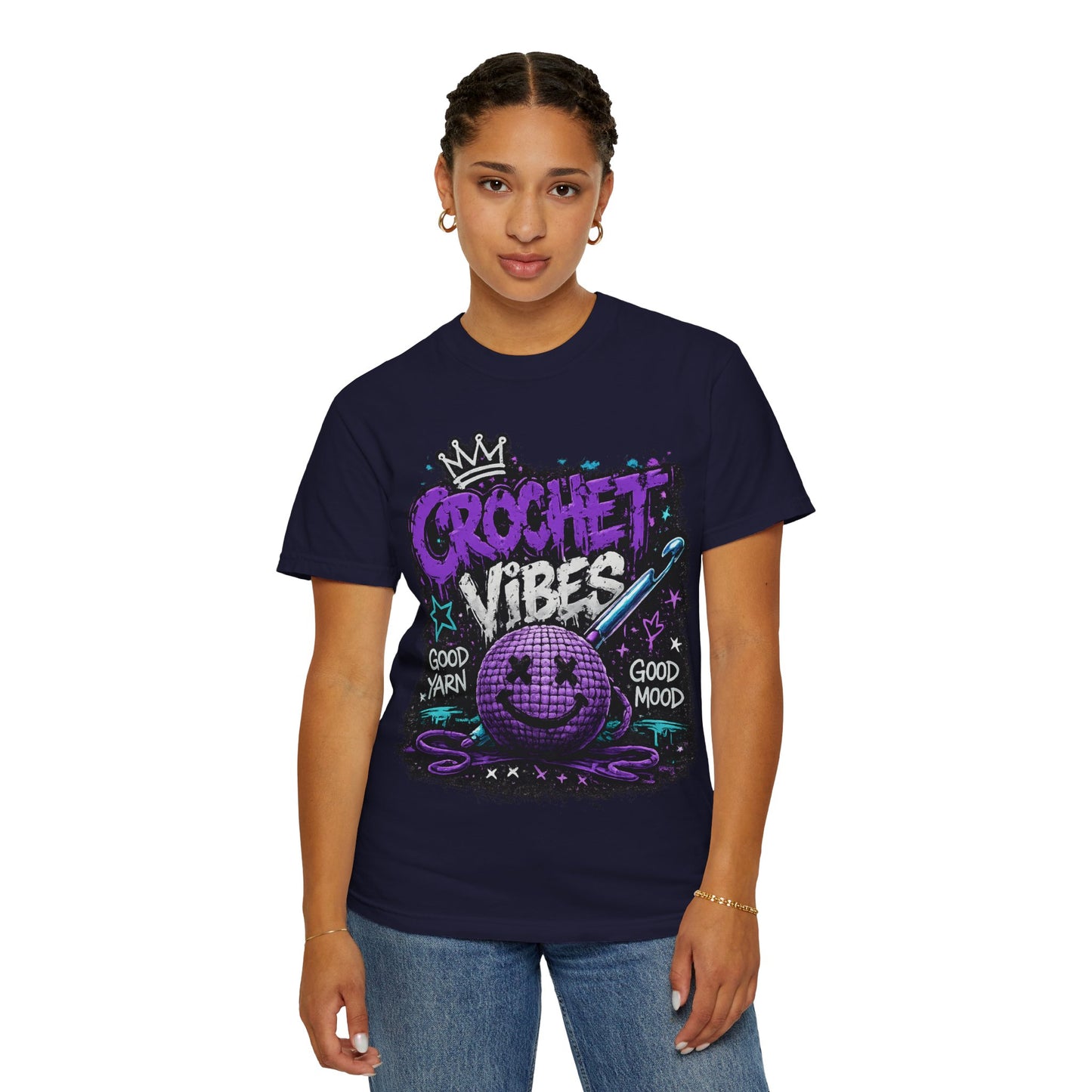 Crochet Vibes T-Shirt — 'Good Yarn, Good Mood' Graphic Tee