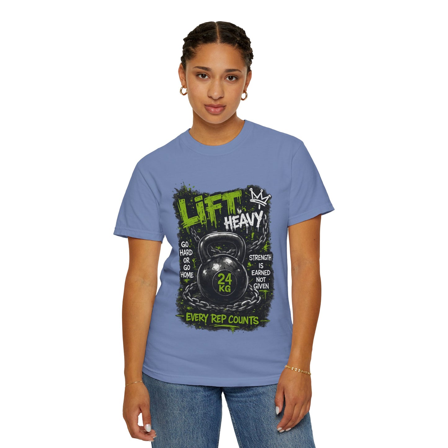 Kettlebell 'Lift Heavy' T-Shirt — Every Rep Counts Gym Tee