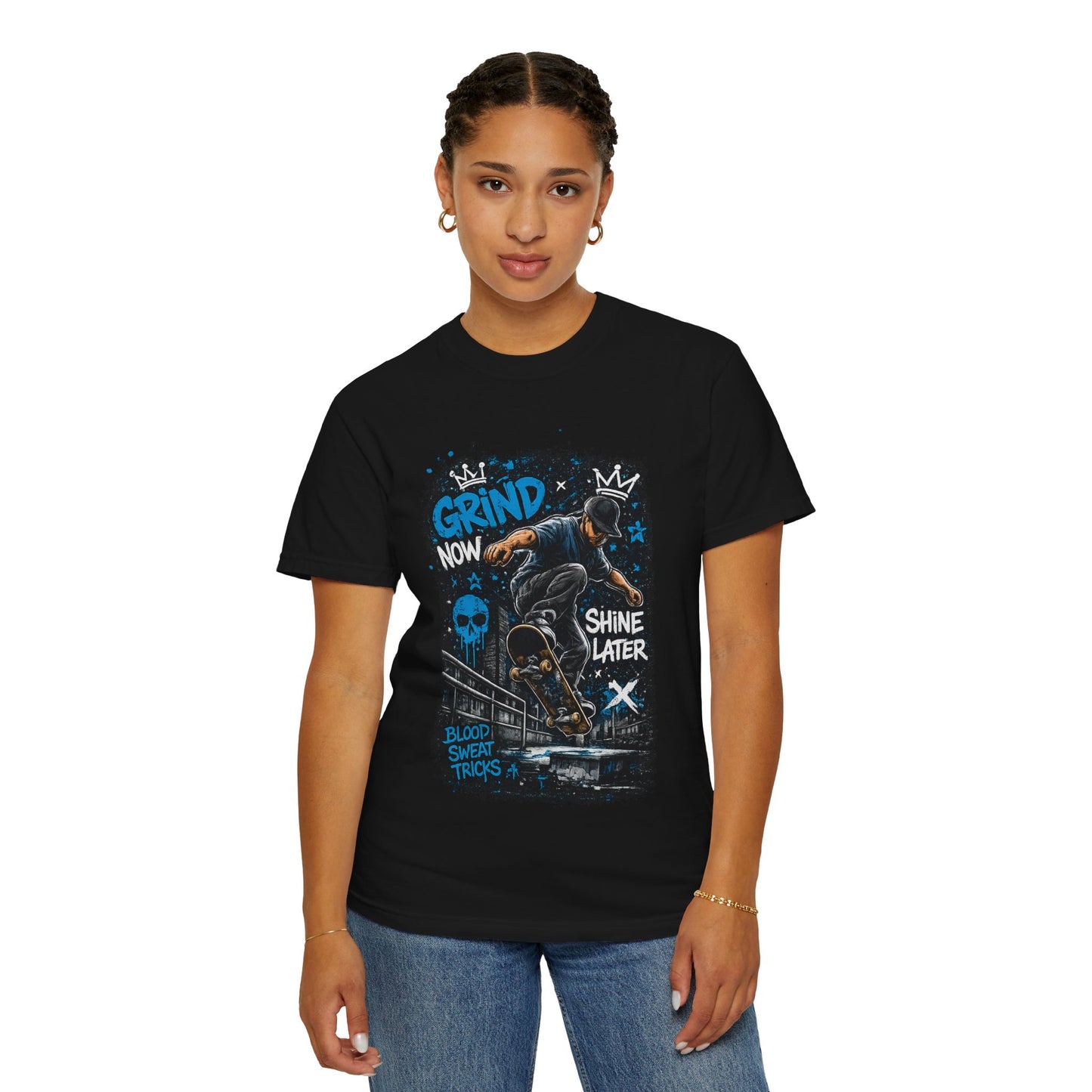Skate Grind Now Tee — 'Grind Now Shine Later' Skateboard Graphic T-Shirt