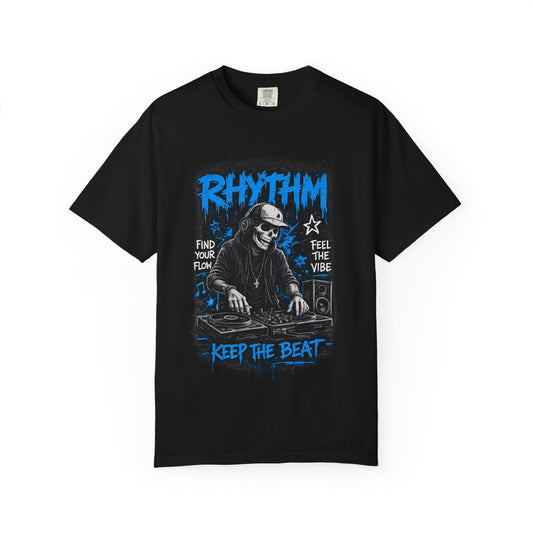 Rhythm DJ Skull Keep The Beat T-Shirt | Music Graphic Tee