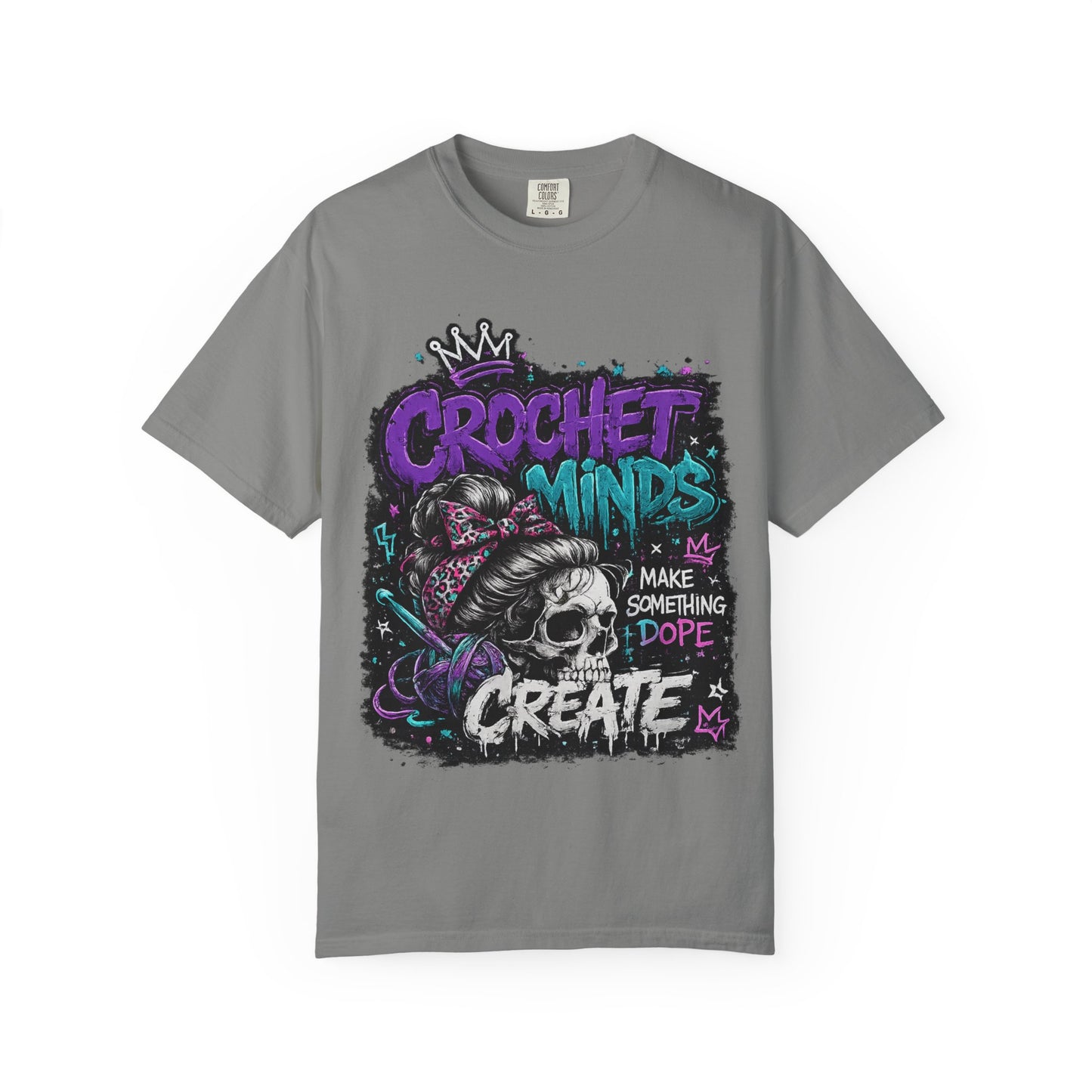 Crochet Minds 'Make Something Dope' Graphic T-Shirt — Edgy Crochet Skull Tee