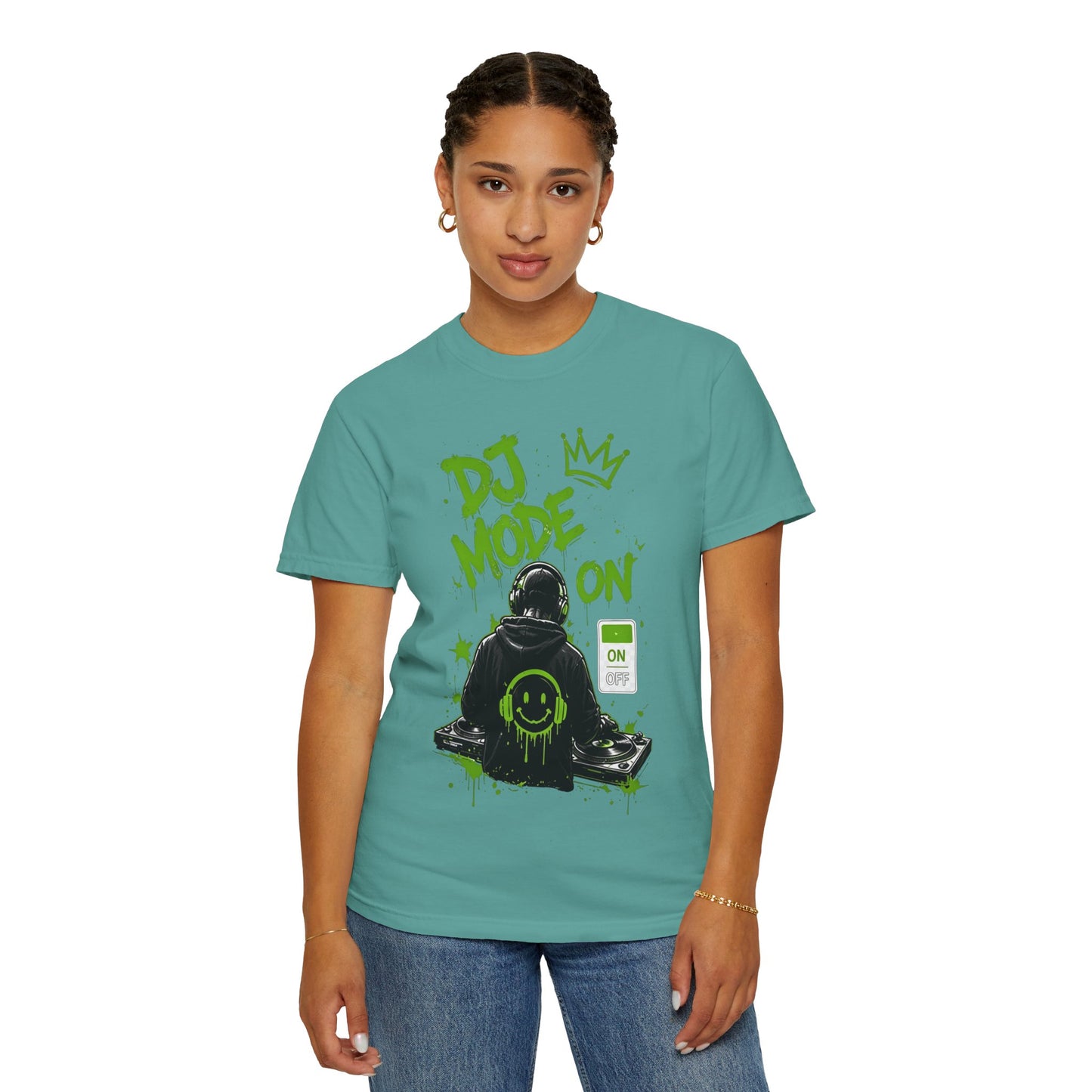 DJ Mode On T-Shirt — Neon Green DJ Graphic Tee