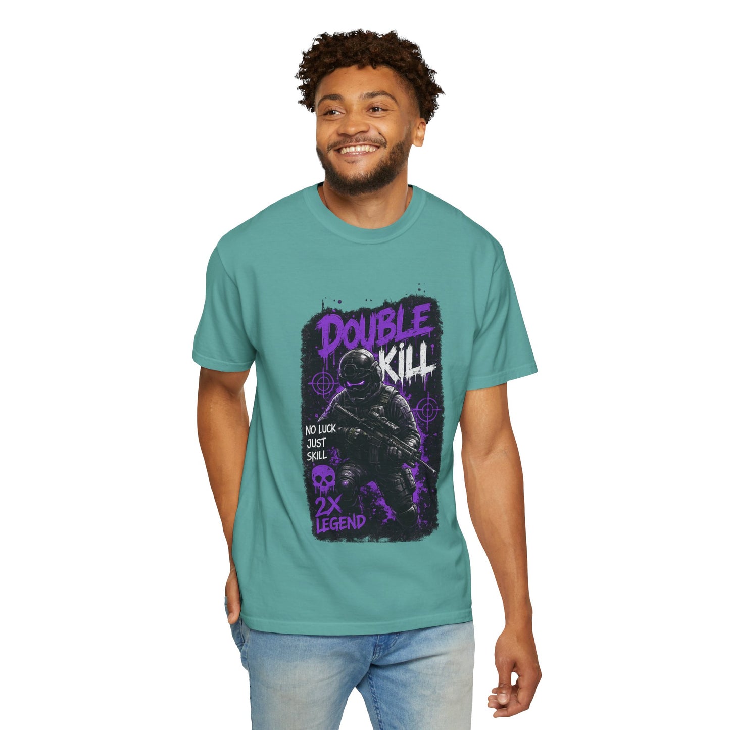 Double Kill Gamer T-Shirt — Retro Neon FPS Graphic Tee