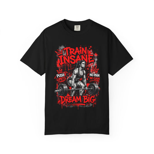 Train Insane Dream Big Gym T-Shirt — Motivational Weightlifting Tee