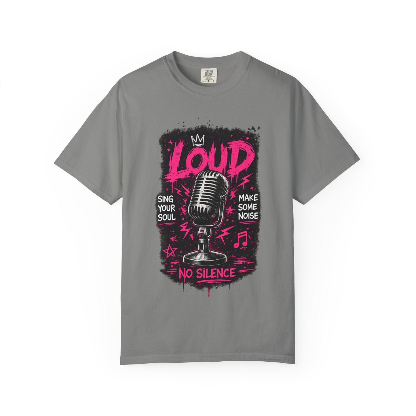 Loud Microphone Graphic T-Shirt | Vintage Mic, Pink Music Art