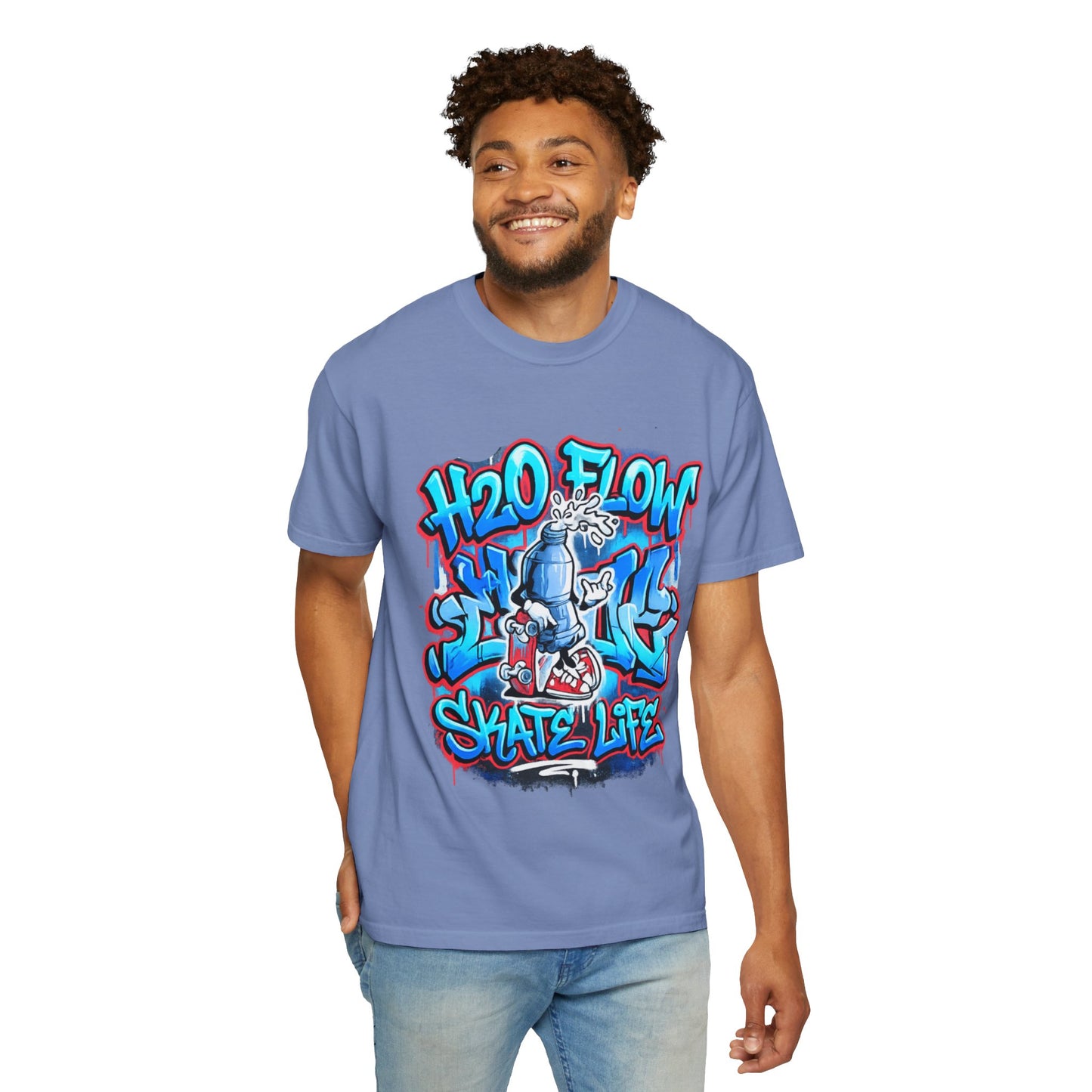 H2O Flow Skate Life T-Shirt | Graffiti Soda Can Skateboard Design