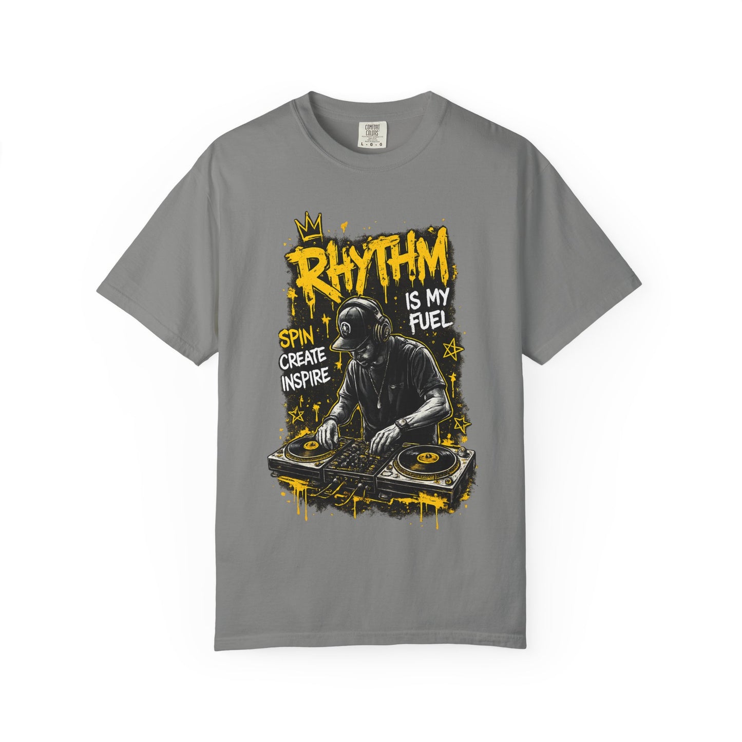 Rhythm Is My Fuel DJ T-Shirt — Spin Create Inspire Graphic Tee