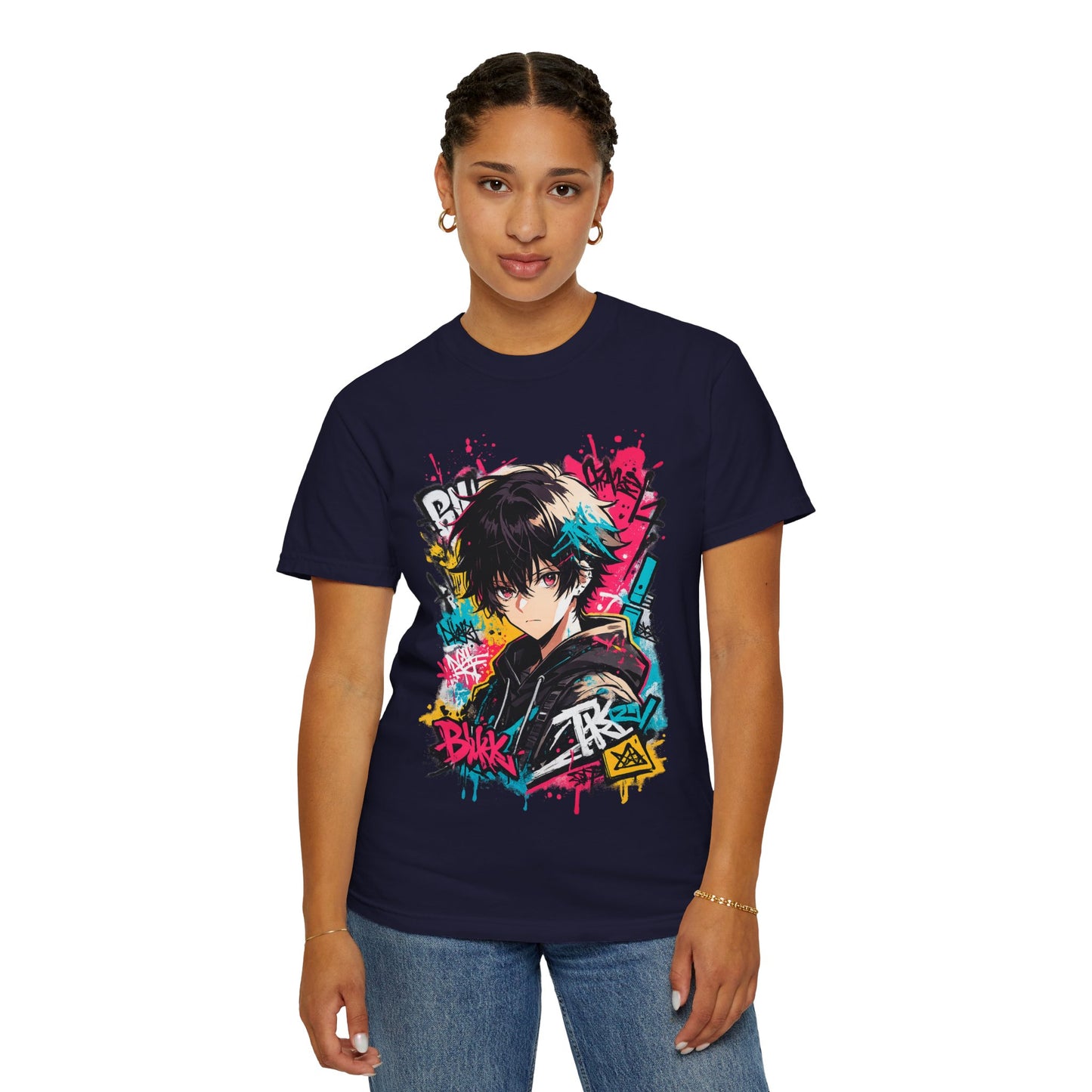 Anime Streetwear T‑Shirt — Graffiti Boy Graphic Tee