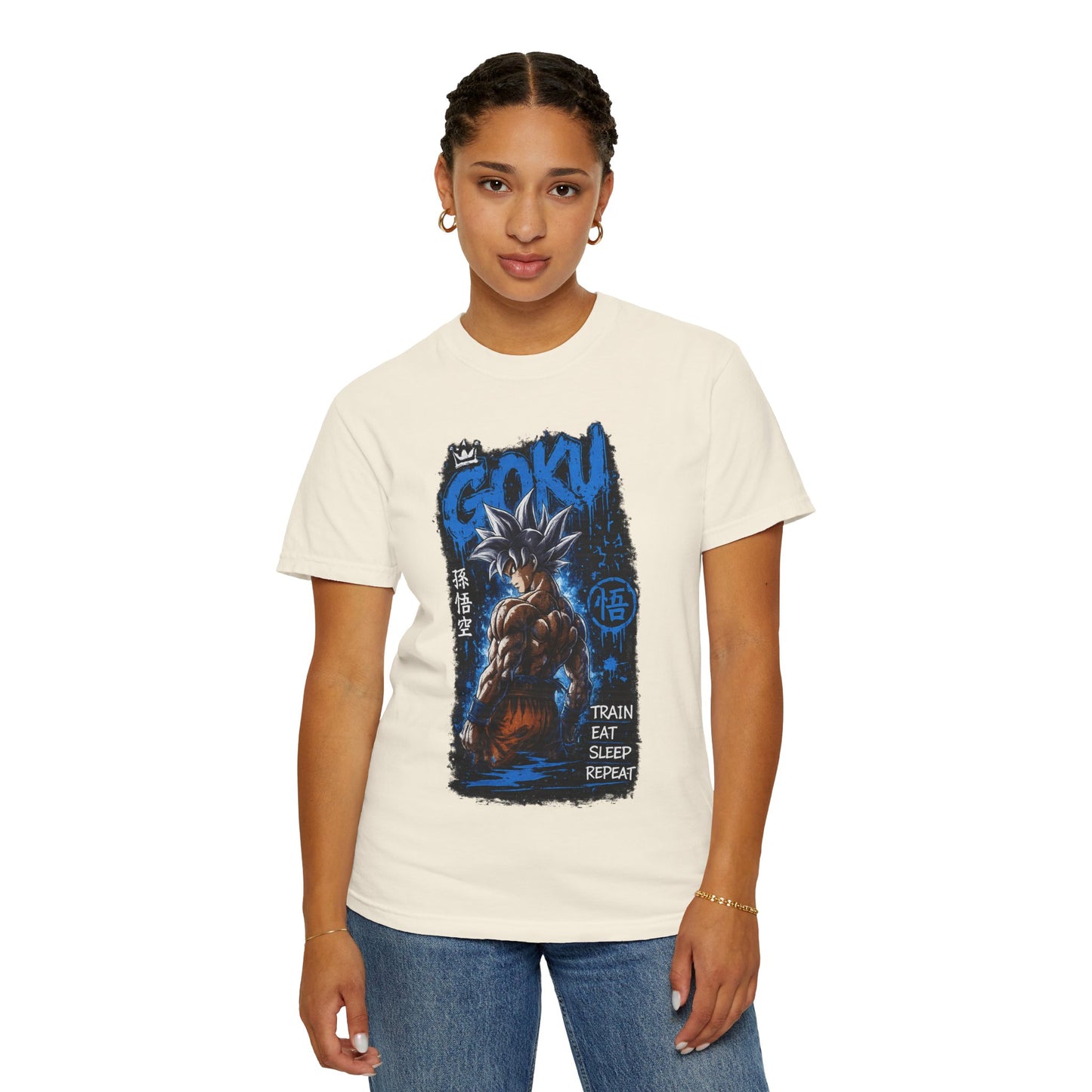 Goku Graphic T-Shirt — "Train Eat Sleep Repeat" Anime Tee