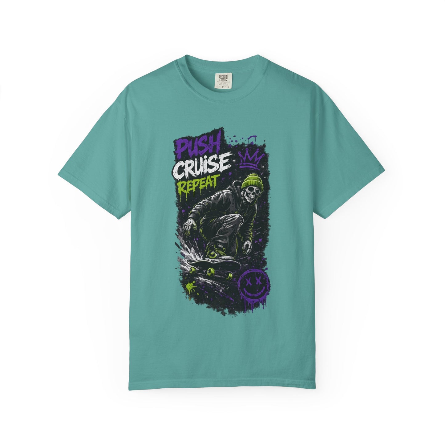 Skater Skull 'Push Cruise Repeat' T‑Shirt