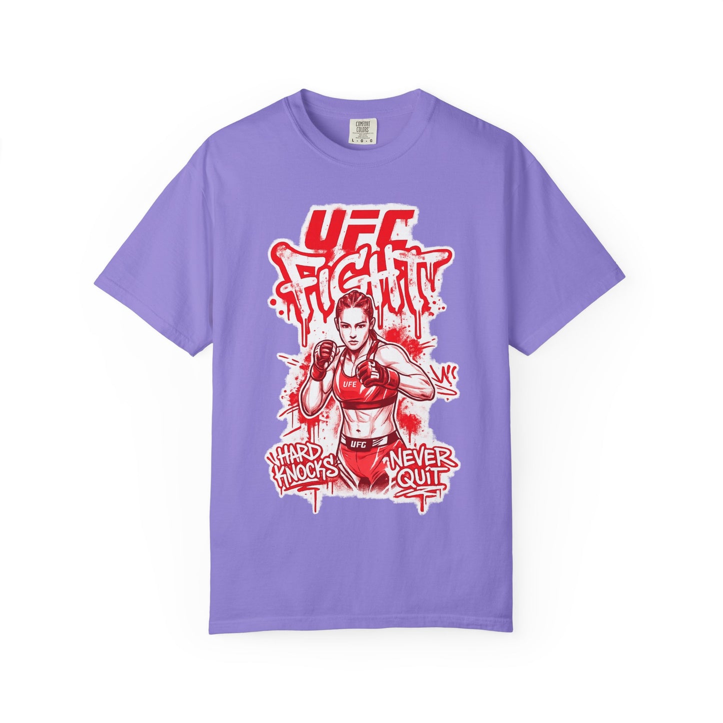 UFC Fight Graphic T-Shirt — "Hard Knocks Never Quit" MMA Fighter Tee