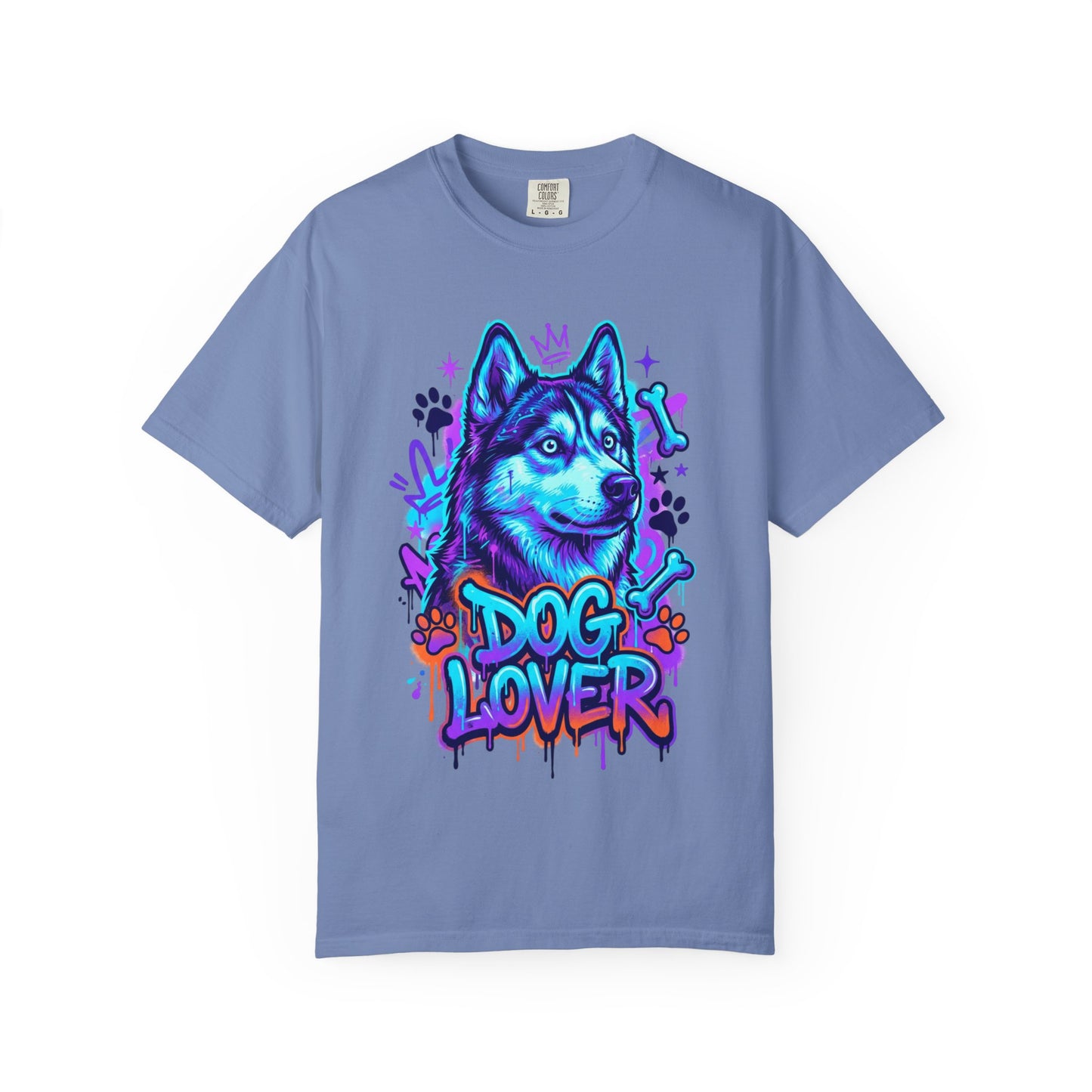 Dog Lover T-Shirt — Neon Husky Graphic Tee