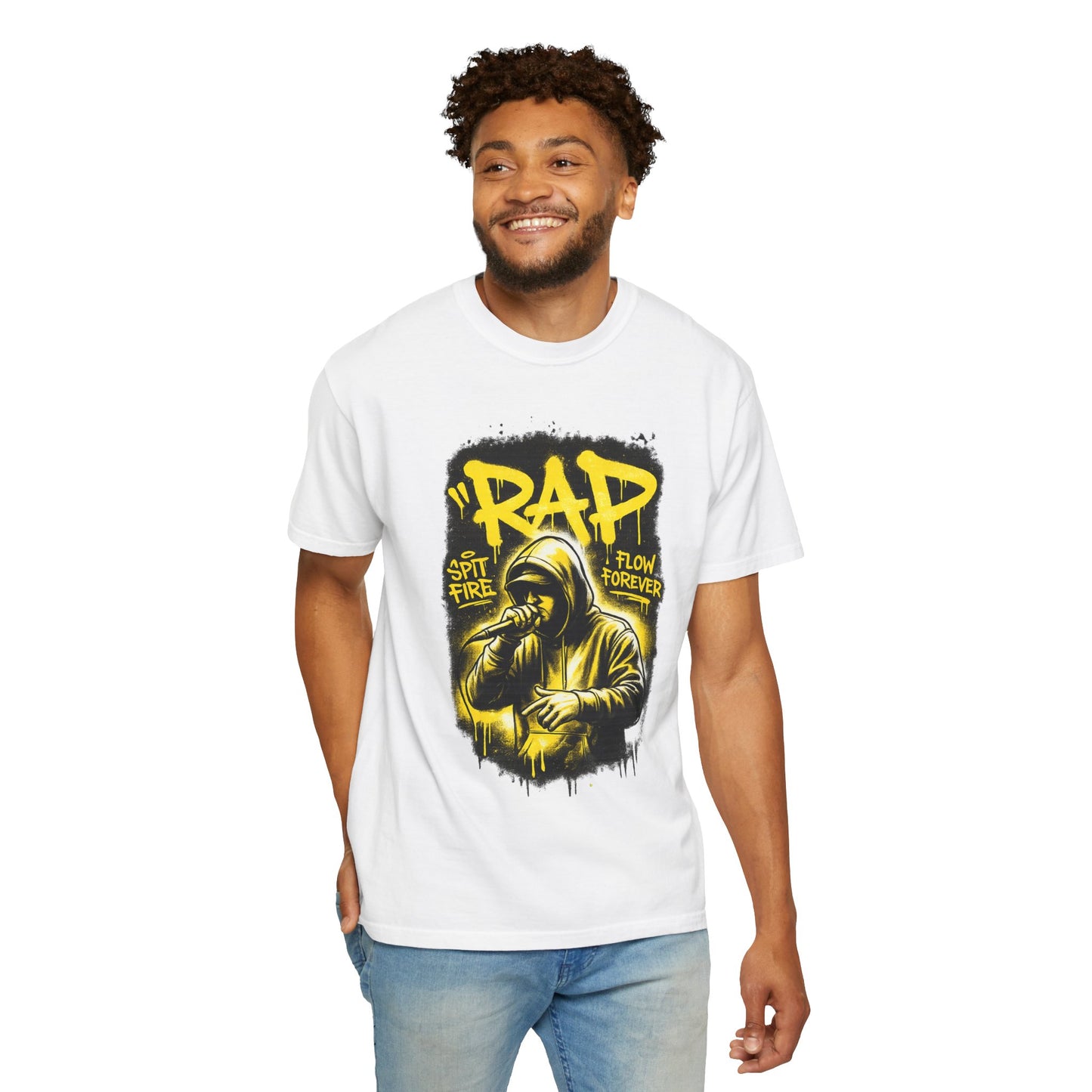 Rap Microphone Graphic T-Shirt — Spit Fire Flow Forever Hip Hop Tee