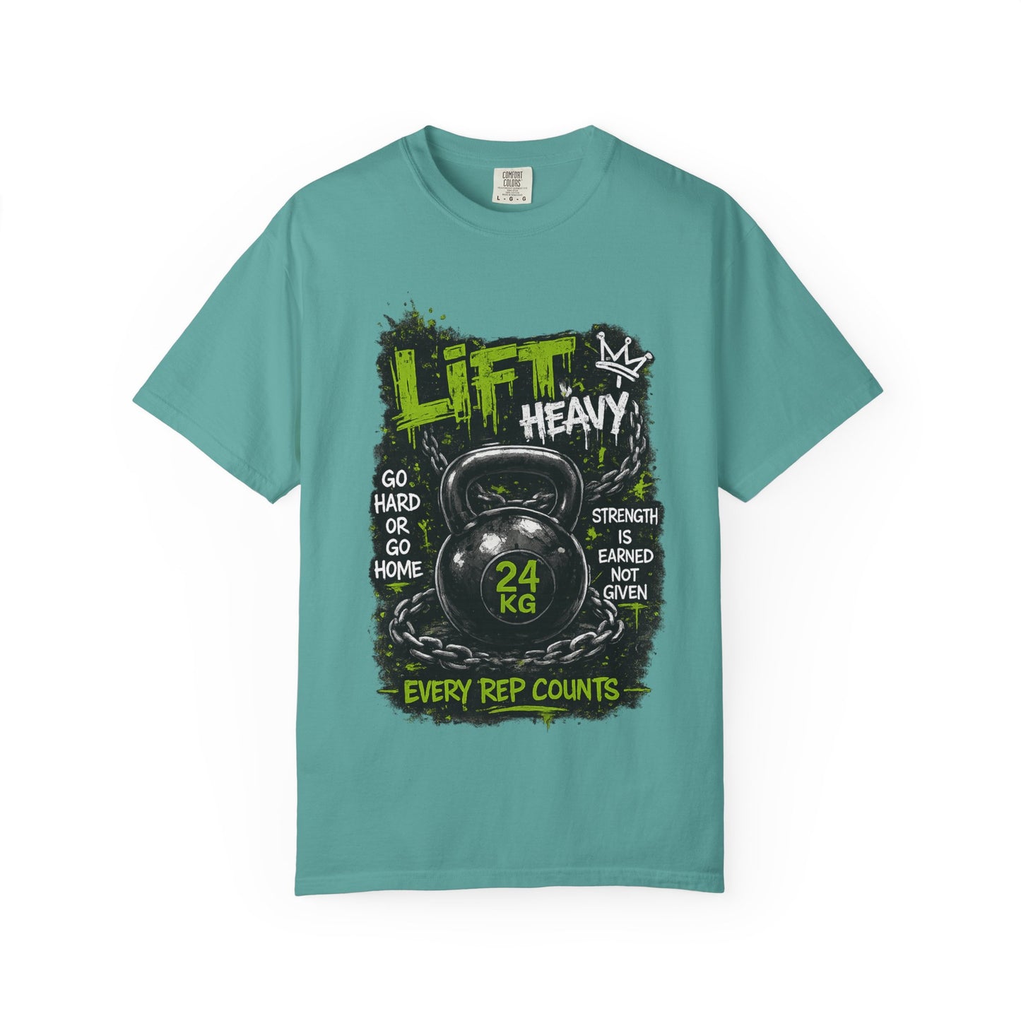Kettlebell 'Lift Heavy' T-Shirt — Every Rep Counts Gym Tee