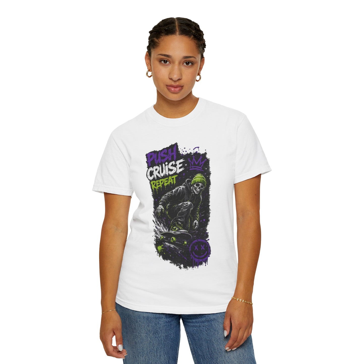 Skater Skull 'Push Cruise Repeat' T‑Shirt