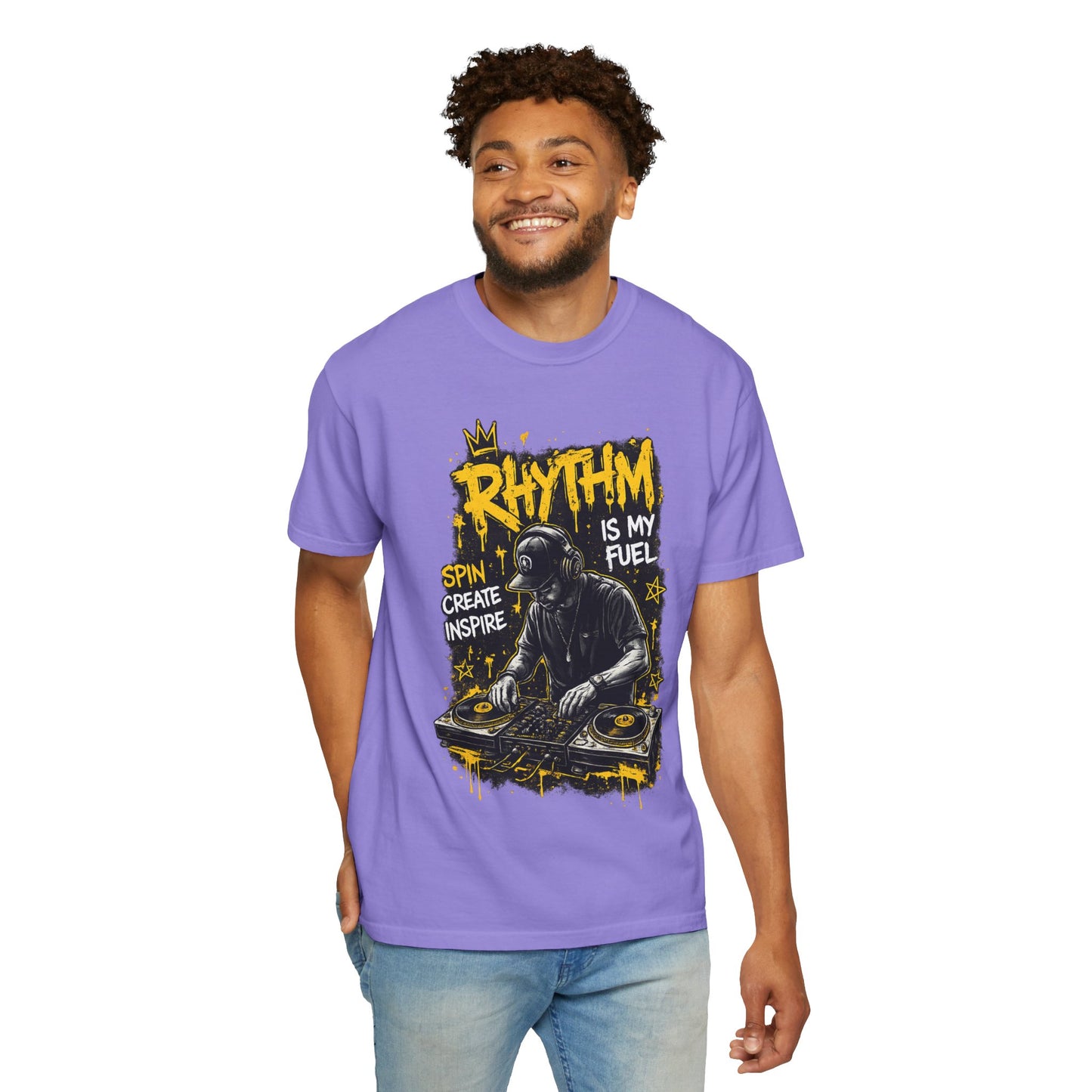Rhythm Is My Fuel DJ T-Shirt — Spin Create Inspire Graphic Tee