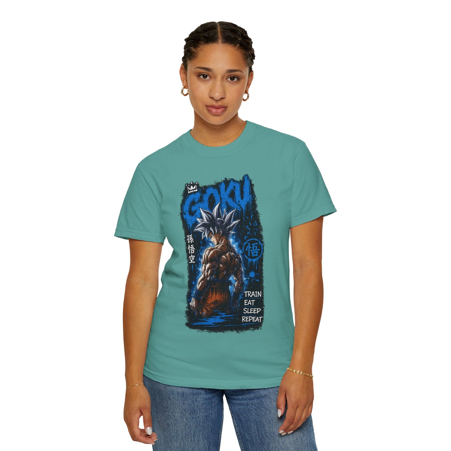 Goku Graphic T-Shirt — "Train Eat Sleep Repeat" Anime Tee