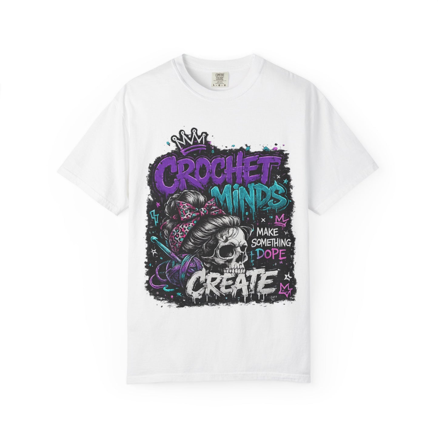 Crochet Minds 'Make Something Dope' Graphic T-Shirt — Edgy Crochet Skull Tee