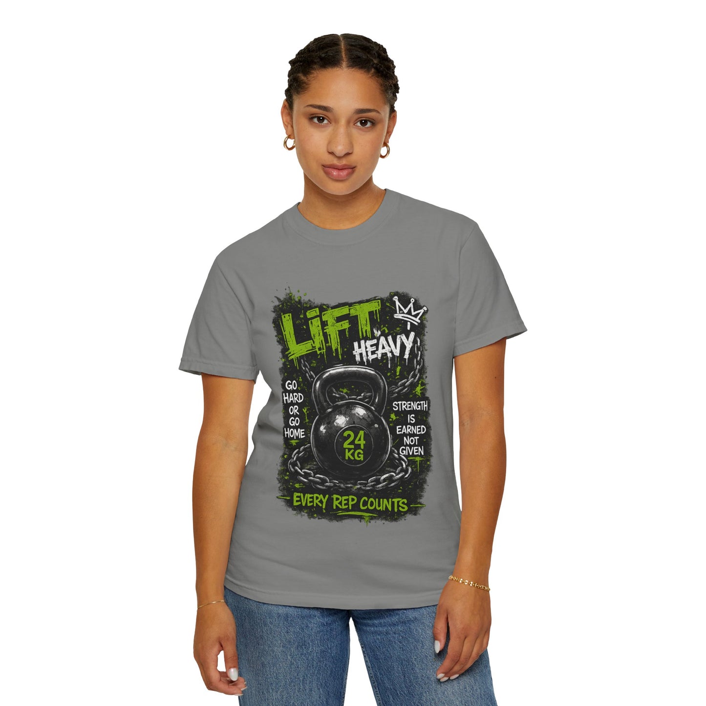 Kettlebell 'Lift Heavy' T-Shirt — Every Rep Counts Gym Tee