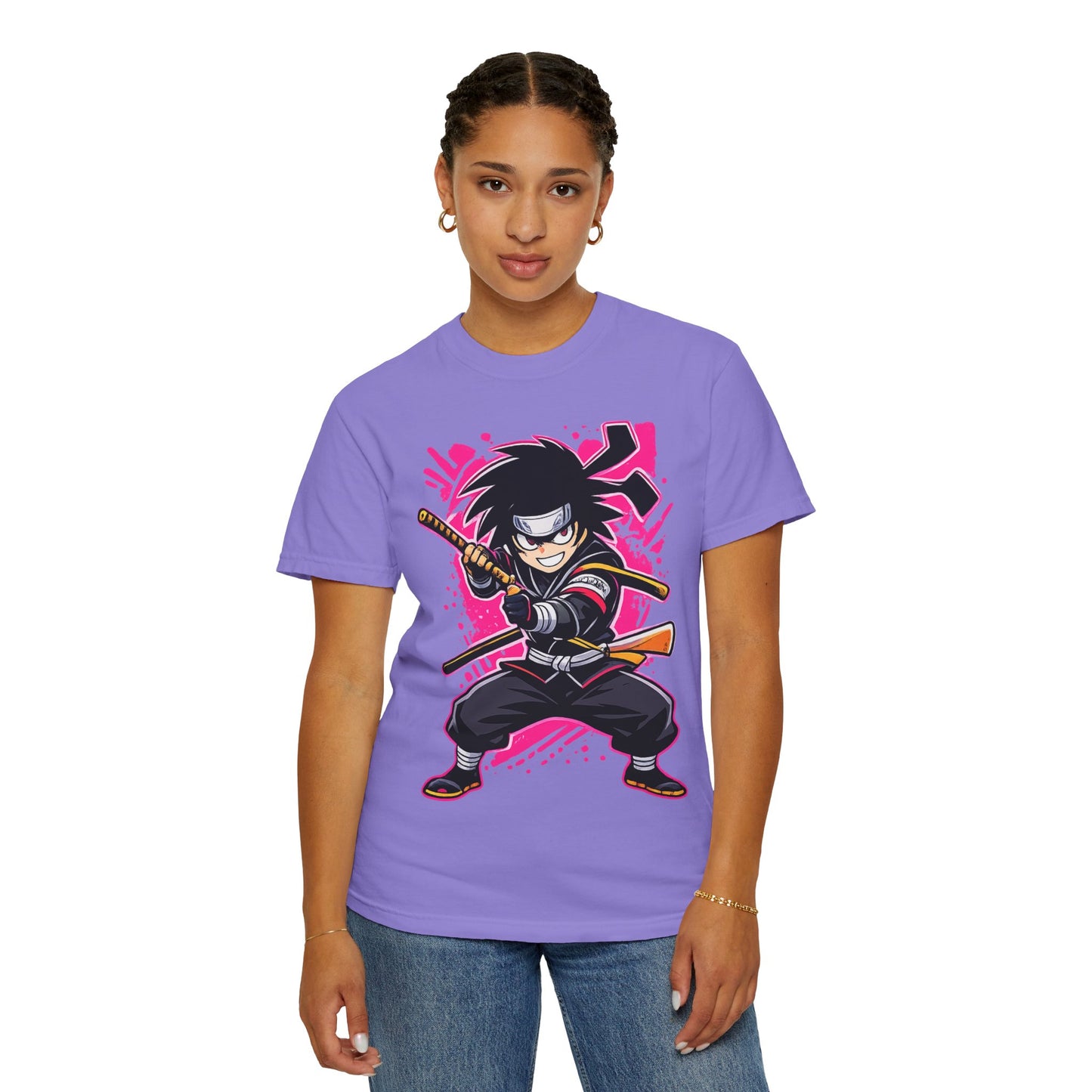 Ninja Warrior Graphic T-Shirt — Fierce Samurai Cartoon Tee for Anime Fans