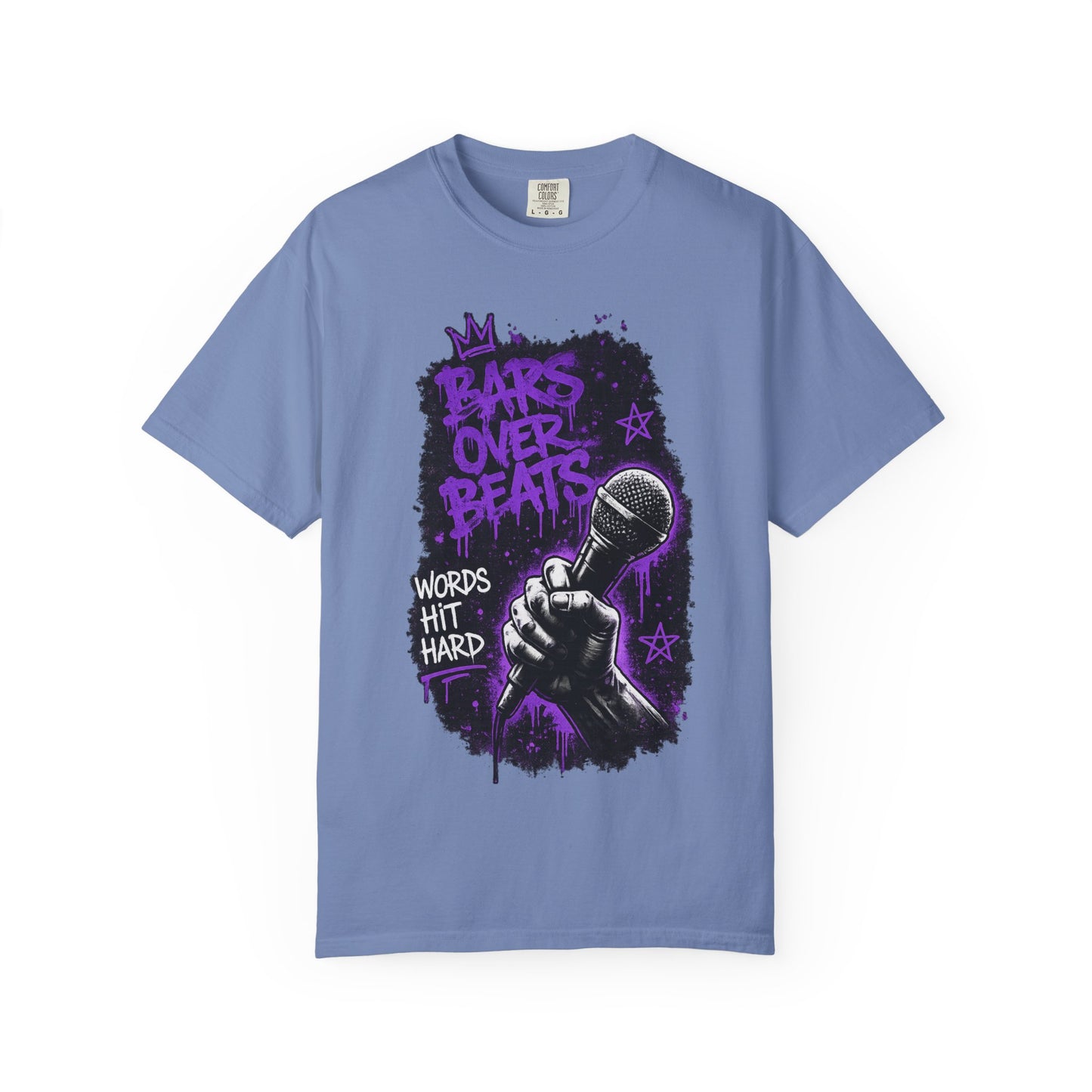 Bars Over Beats Microphone T‑Shirt — "Words Hit Hard" Rap Graphic Tee