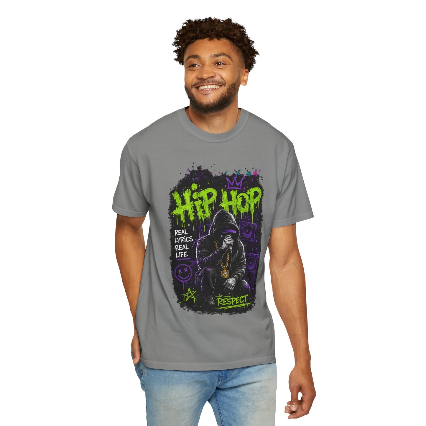 Hip Hop Respect T-Shirt — Graffiti Rap Streetwear Tee ("Real Lyrics Real Life")