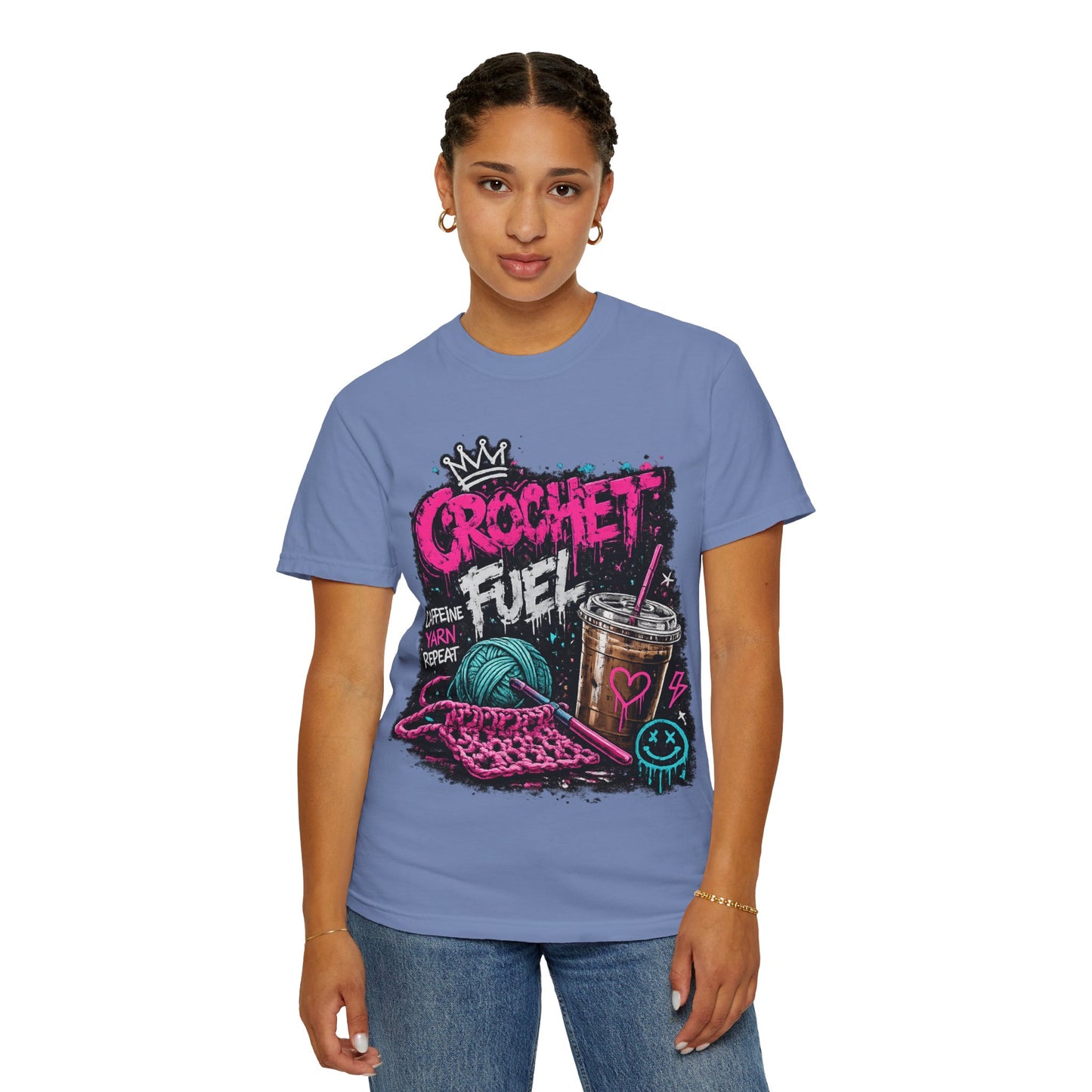 Crochet Fuel T-Shirt — Funny Yarn & Coffee Crochet Tee for Crafters