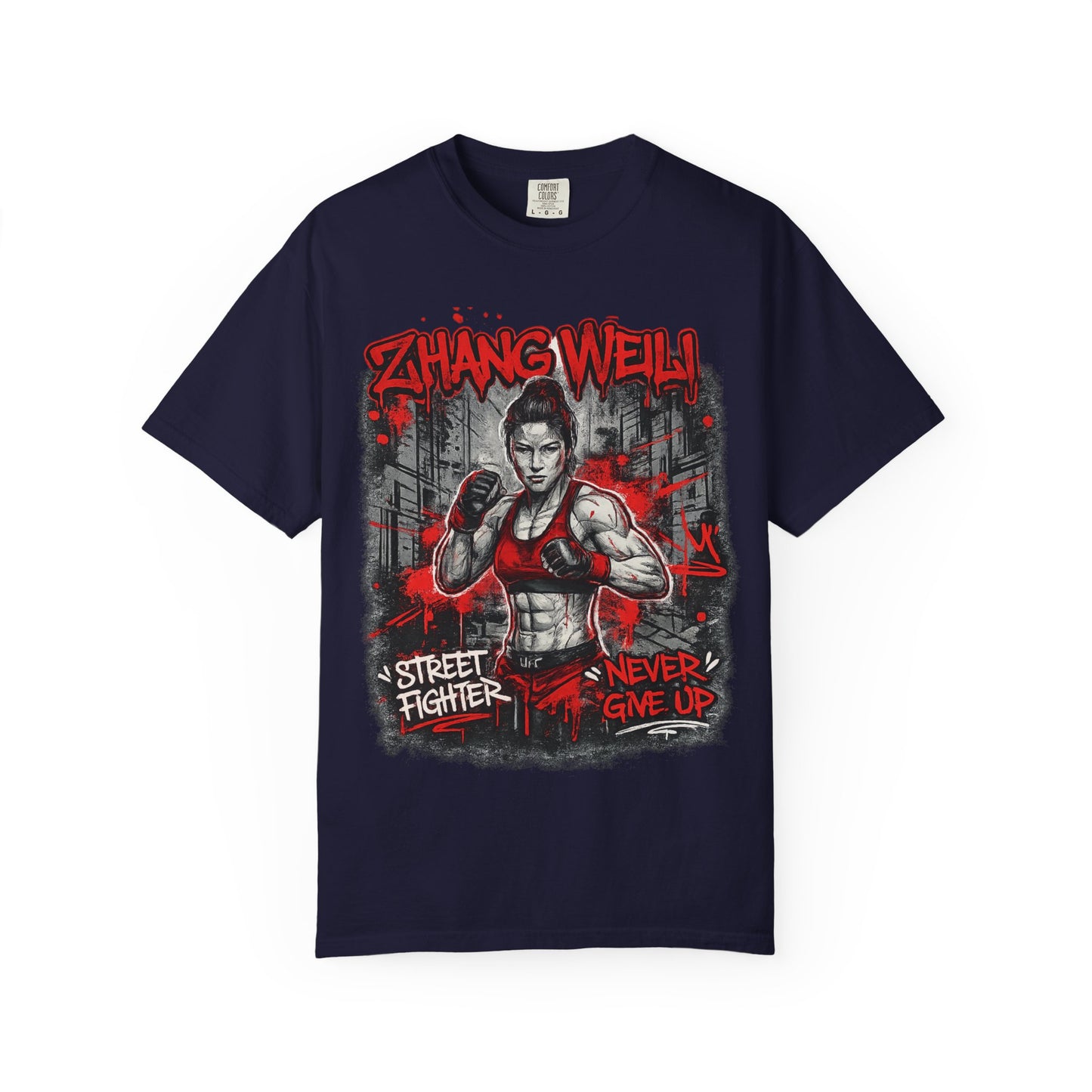 UFC Fighter Female T‑Shirt — "Never Give Up" Motivational Fight Tee