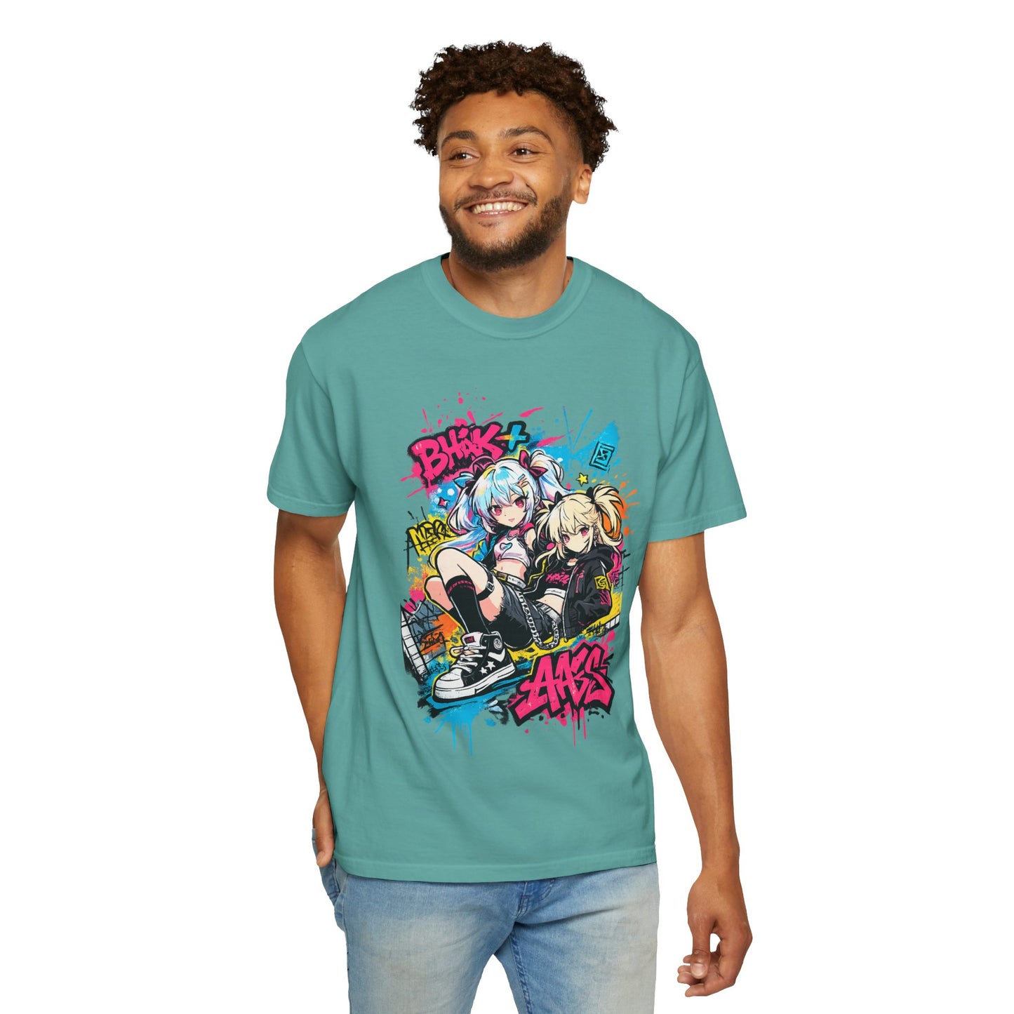 Anime Streetwear T-Shirt — 'Bucks & Sakes' Graffiti Girls Graphic Tee