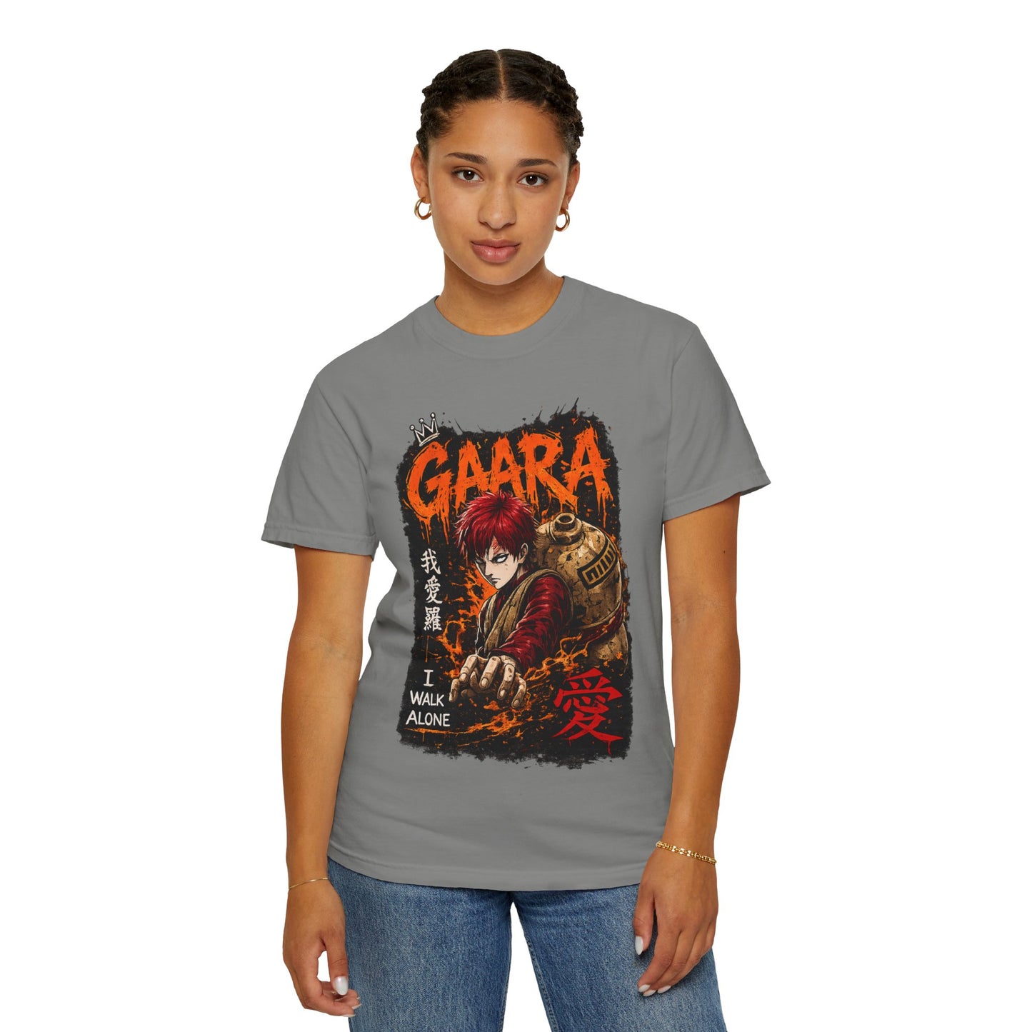 Anime Character Graphic T-Shirt — "I Walk Alone" Gaara Design