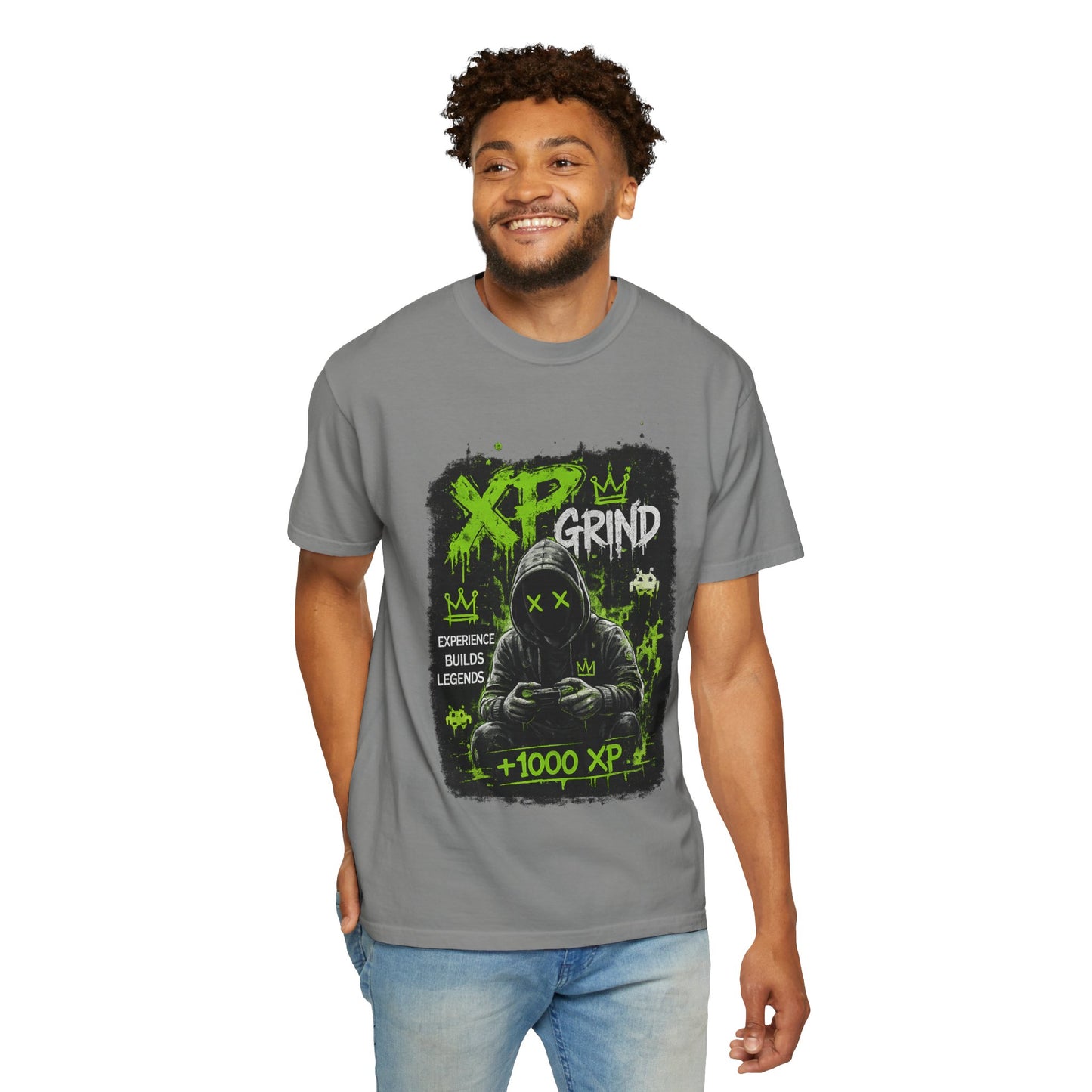 XP Grind Gamer T-Shirt — +1000 XP Hoodie-Style Graphic Tee for Gamers