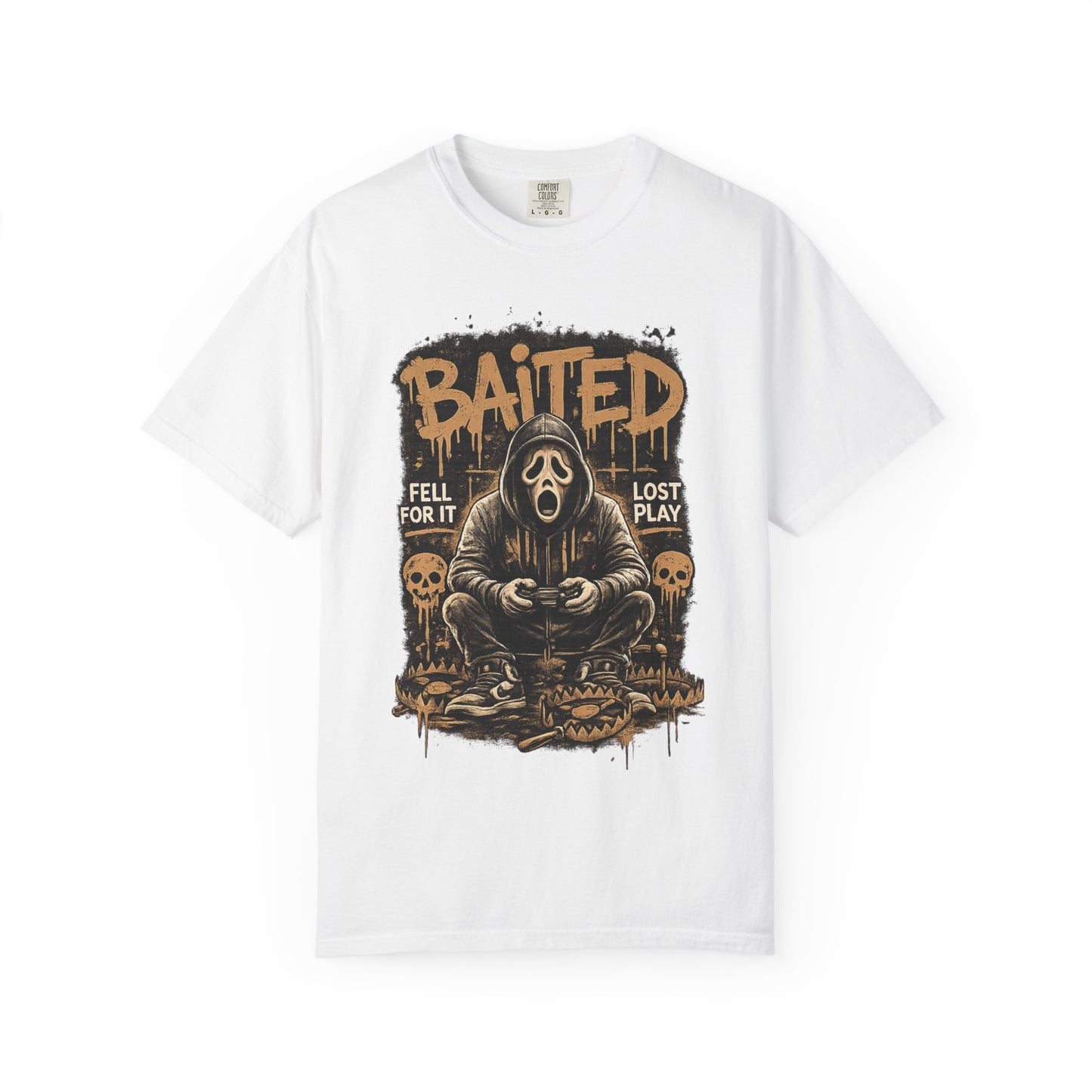 Baited Gamer Grim Reaper T-Shirt | Horror Skull Controller Design
