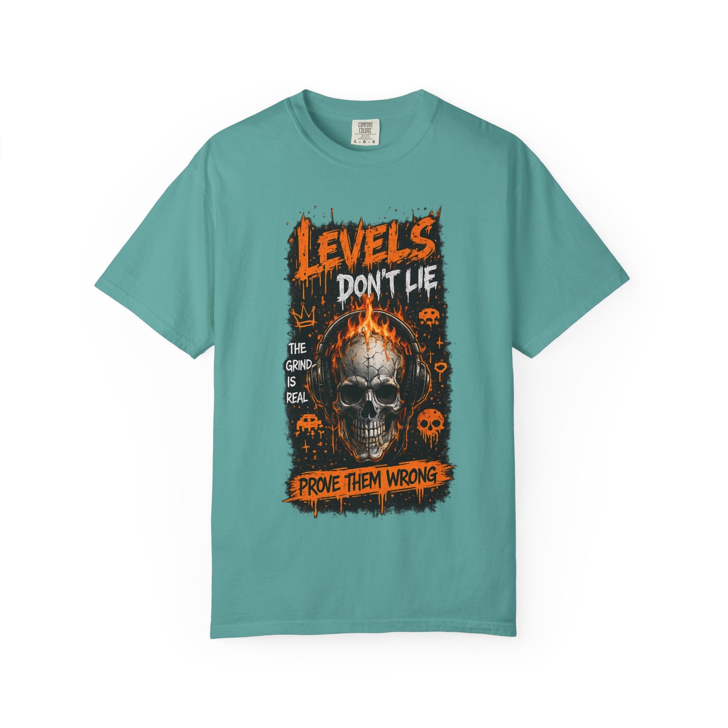 Skull 'Levels Don't Lie — Prove Them Wrong' Gaming T-Shirt