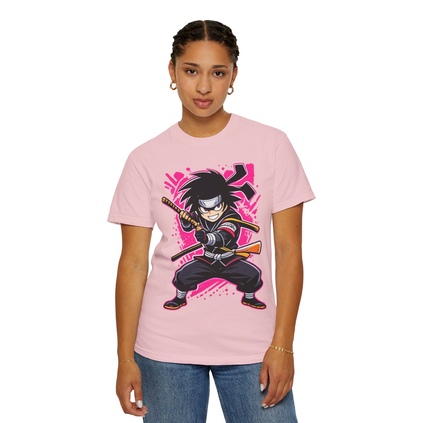 Ninja Warrior Graphic T-Shirt — Fierce Samurai Cartoon Tee for Anime Fans
