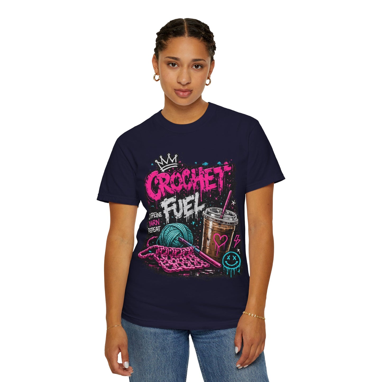 Crochet Fuel T-Shirt — Funny Yarn & Coffee Crochet Tee for Crafters
