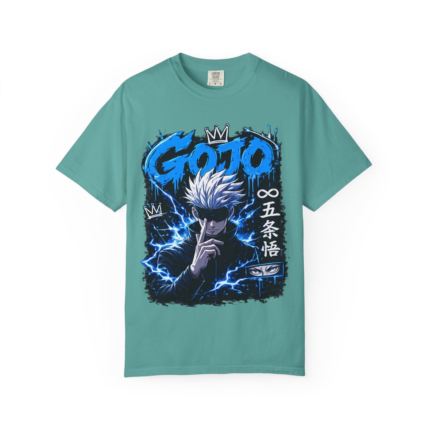 Gojo Satoru Anime T-Shirt — Blue Lightning Graphic Tee