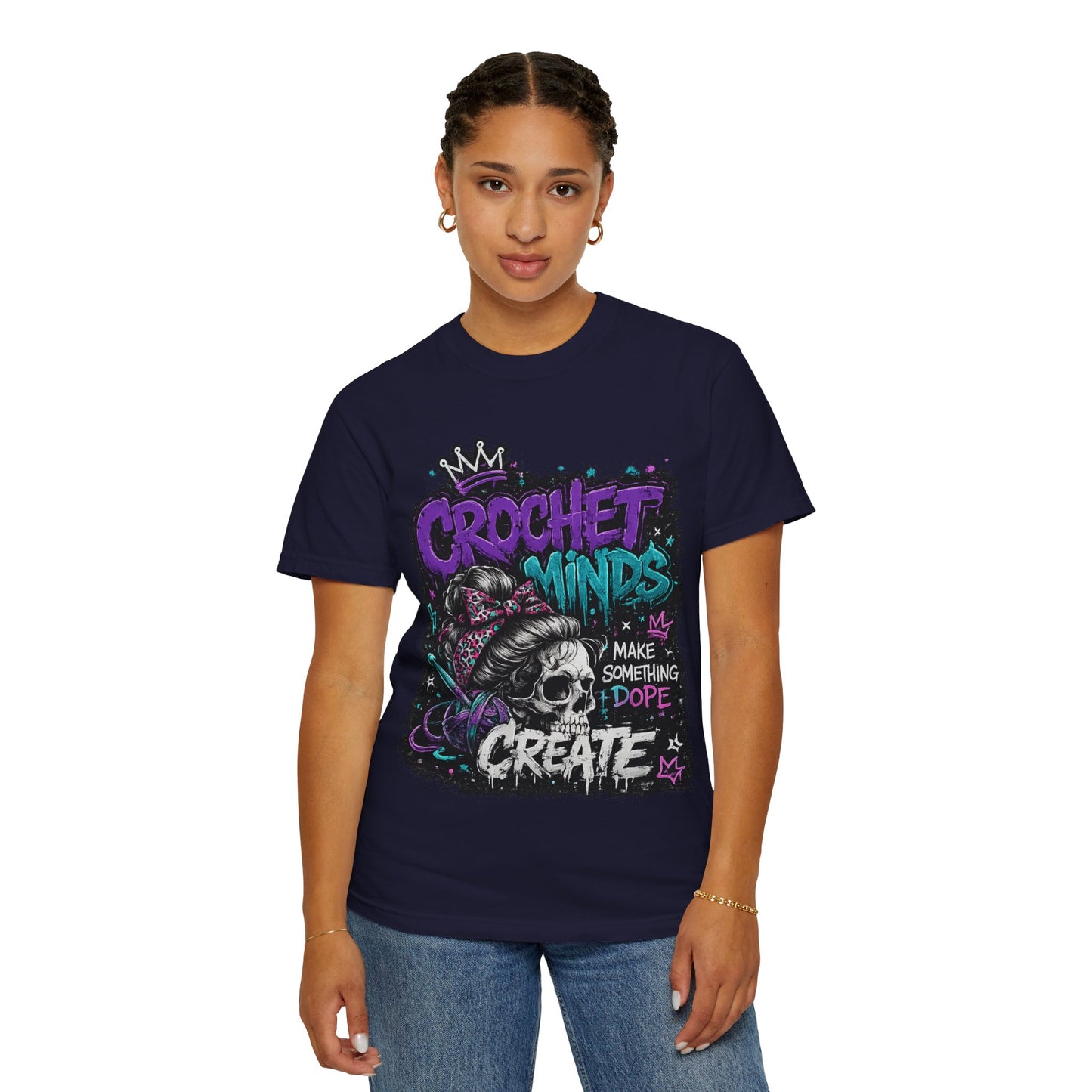Crochet Minds 'Make Something Dope' Graphic T-Shirt — Edgy Crochet Skull Tee