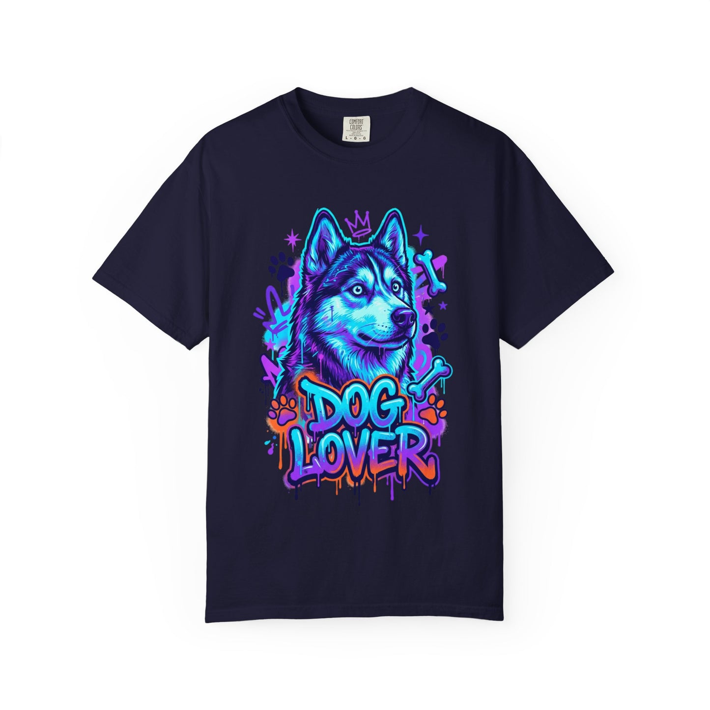 Dog Lover T-Shirt — Neon Husky Graphic Tee
