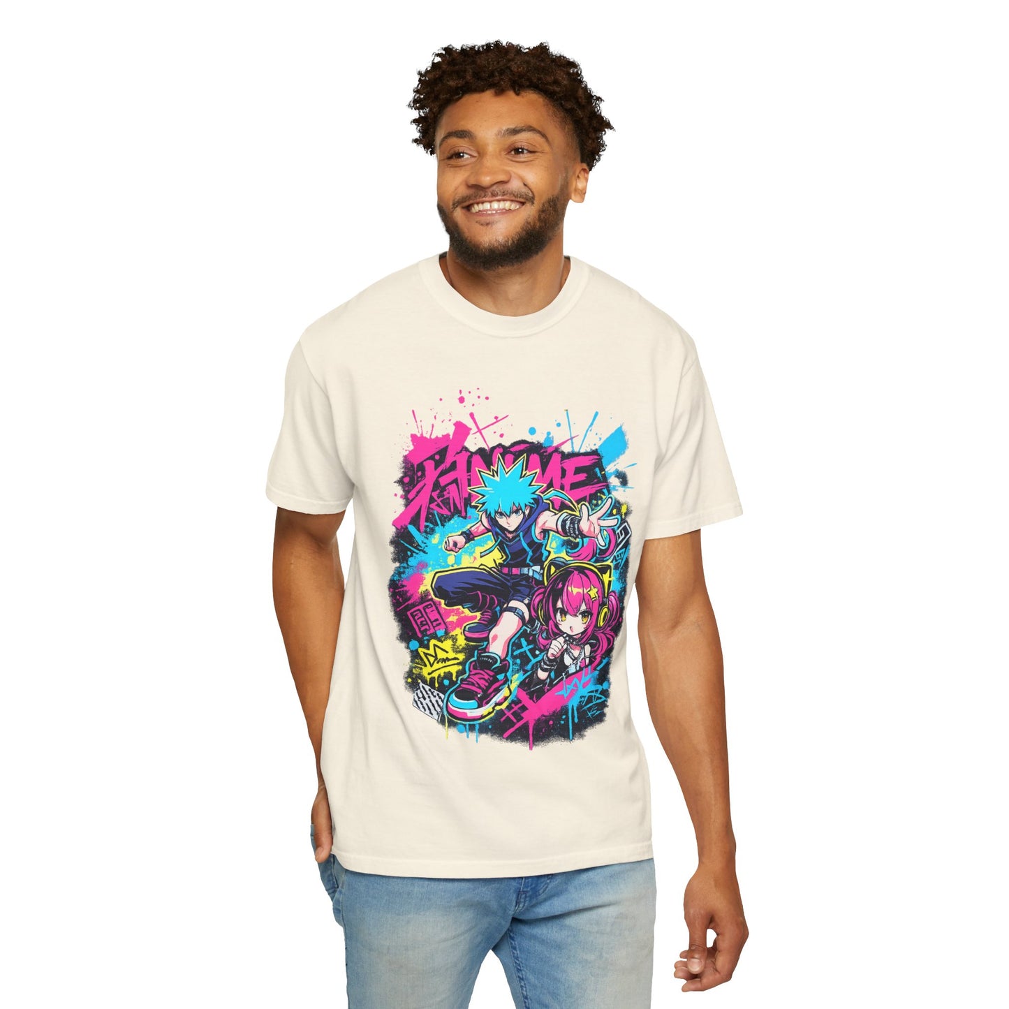 Anime Streetwear T‑Shirt — Neon Punk 'Eat Me' Graphic