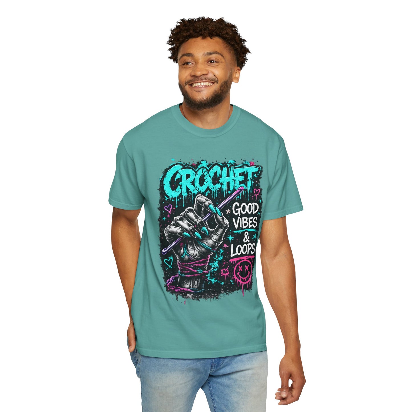 Crochet 'Good Vibes & Loops' Graphic T-Shirt