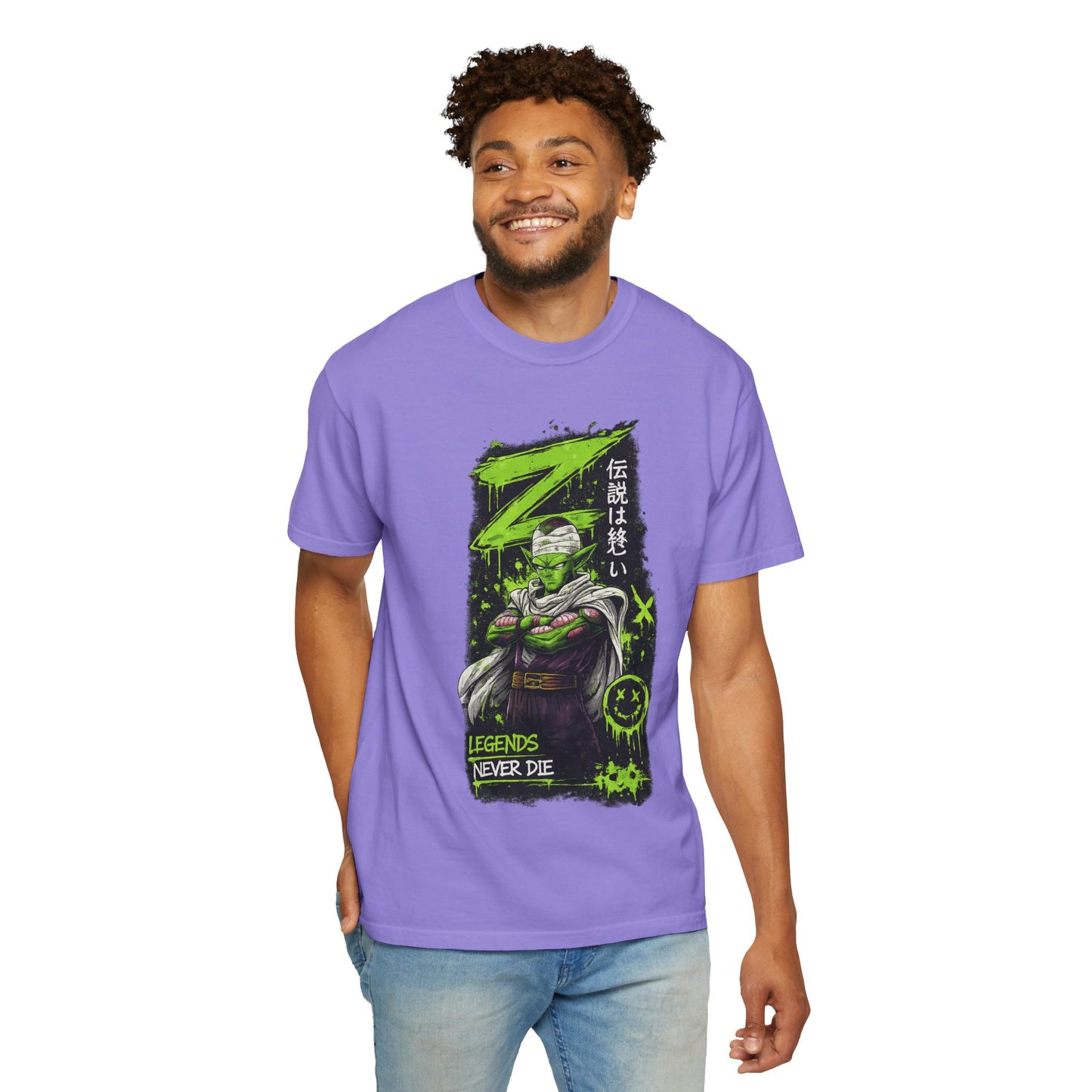 Dragon Warrior Graphic T-Shirt — "Legends Never Die" Neon Green Anime Design