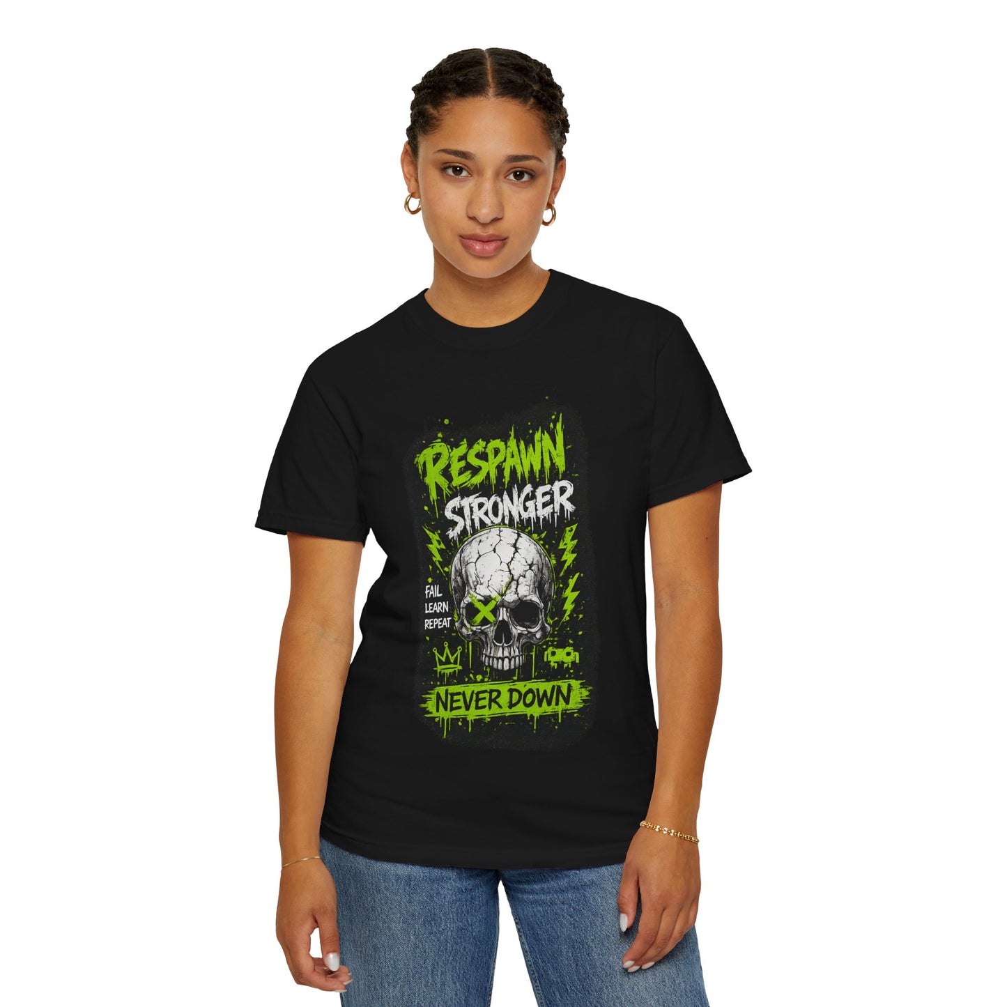 Respawn Stronger Skull T-Shirt — Never Down Gamer Graphic Tee