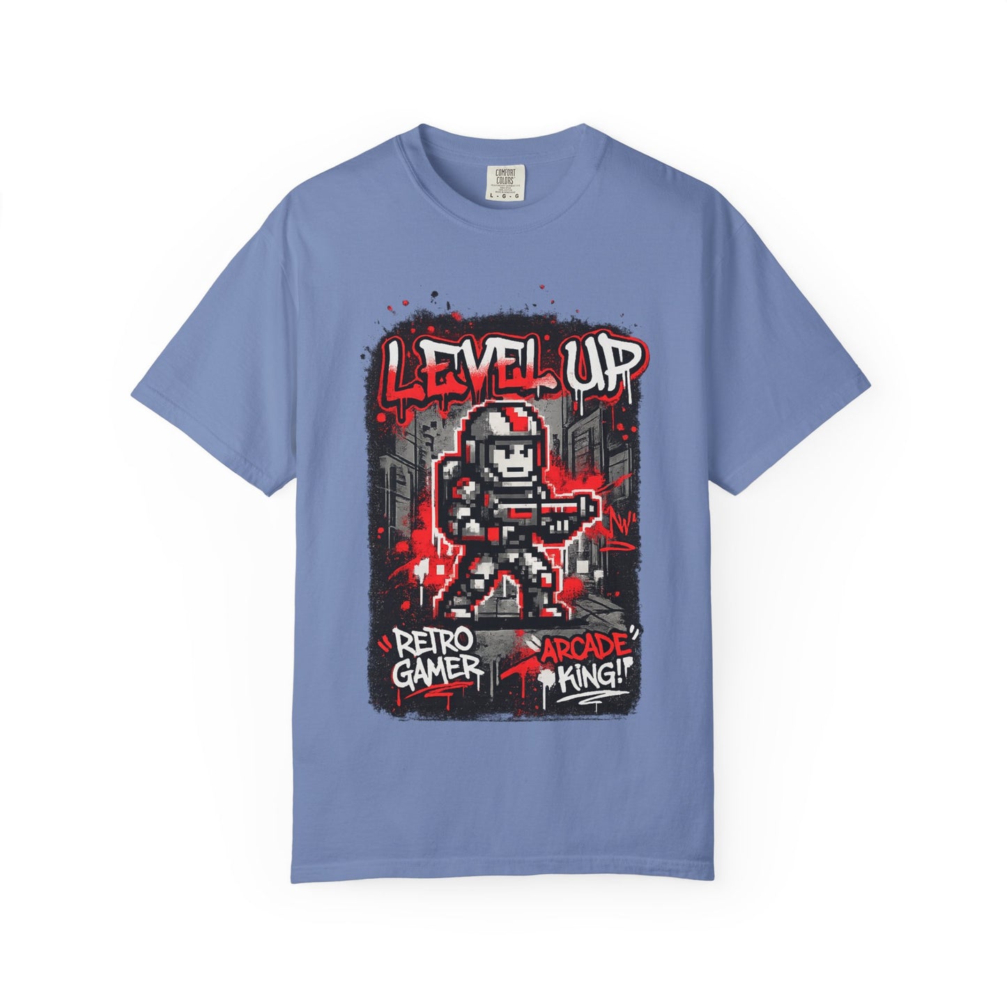 Level Up Retro Gamer T-Shirt — Arcade King Pixel Shooter Tee